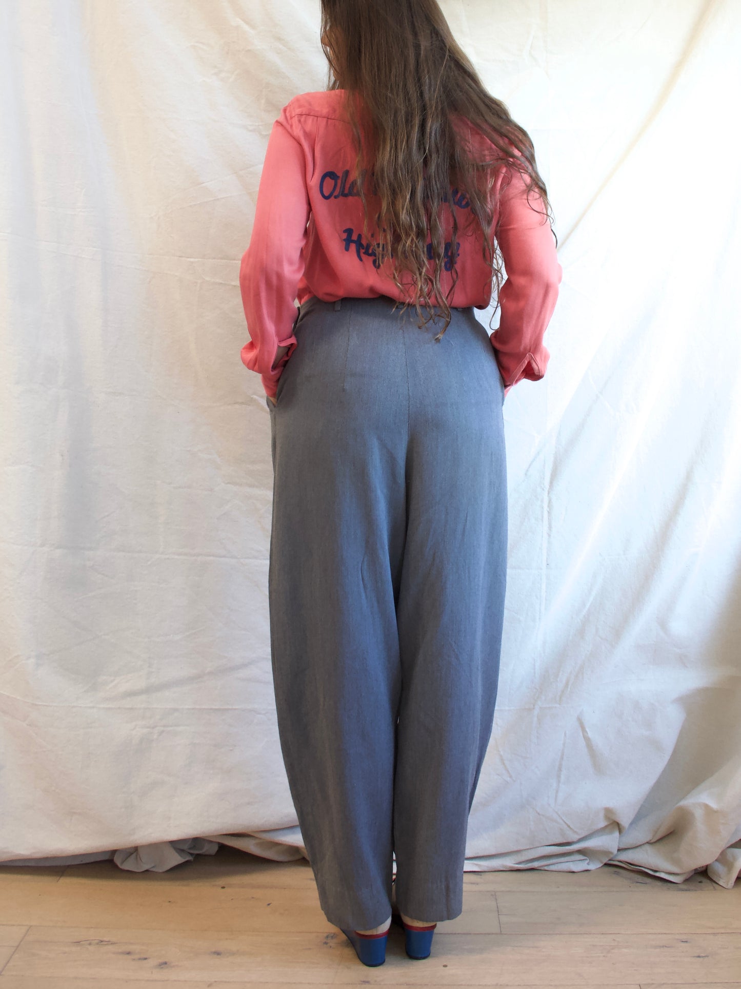 1940s Graff Sportswear Side Button/ Zip Slate Great Gabardine Rayon Pants