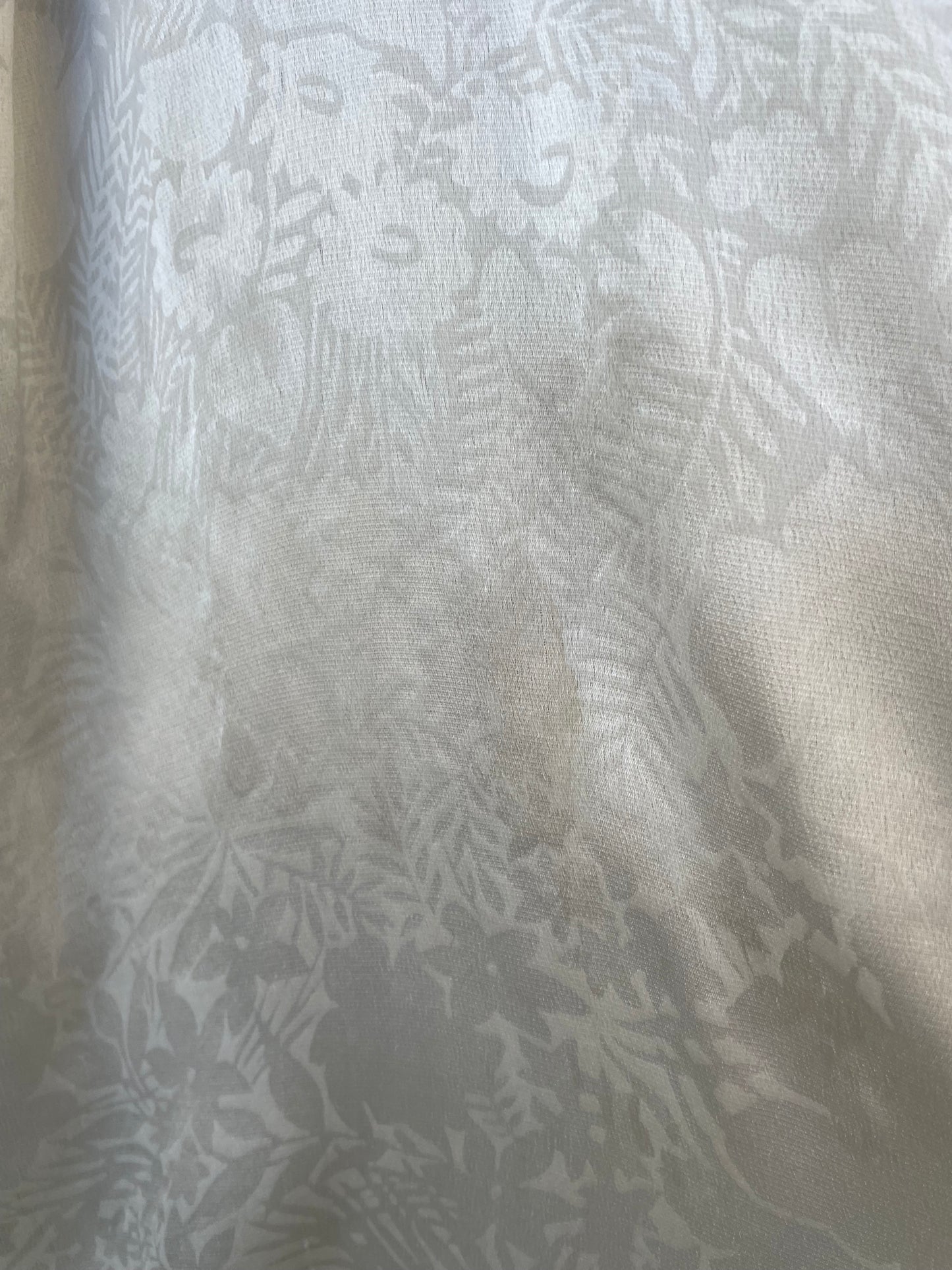 1930s Bell Sleeve Floral Ivory Charmeuse Collared Hostess Gown