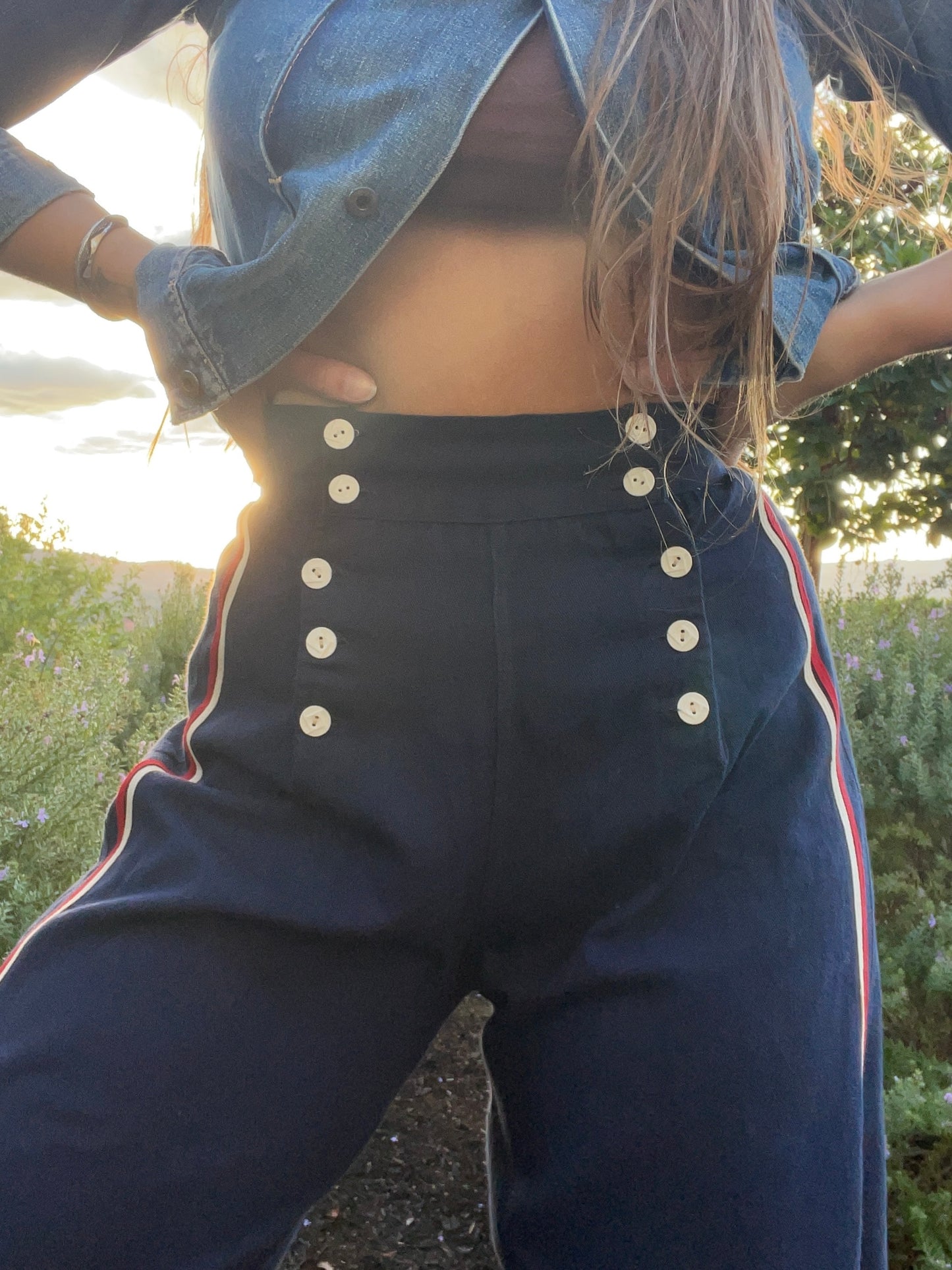 Rare 1930s Sportswear Fall Front Navy Cotton Twill Pants
