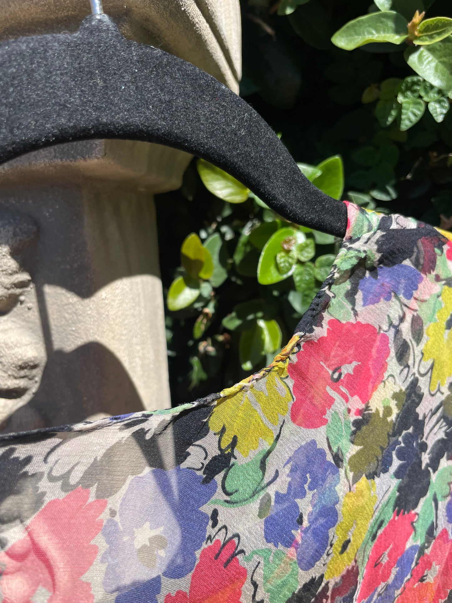 1930s Vibrant Floral Silk Chiffon Two Piece Bias Cut Gown Set