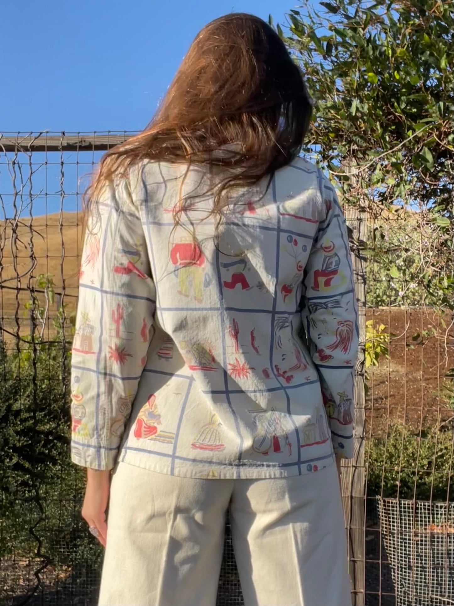 1940s Mexicana Novelty Print Chore Coat