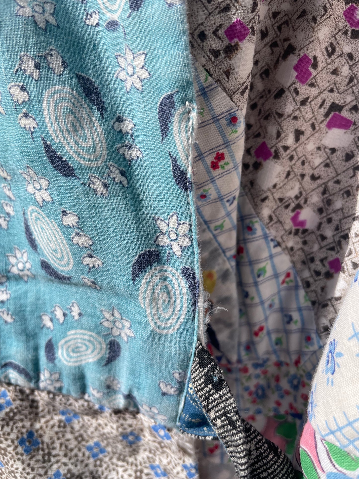 1930s Cotton Crazy Quilt Wrap Style Robe/ Dressing Gown