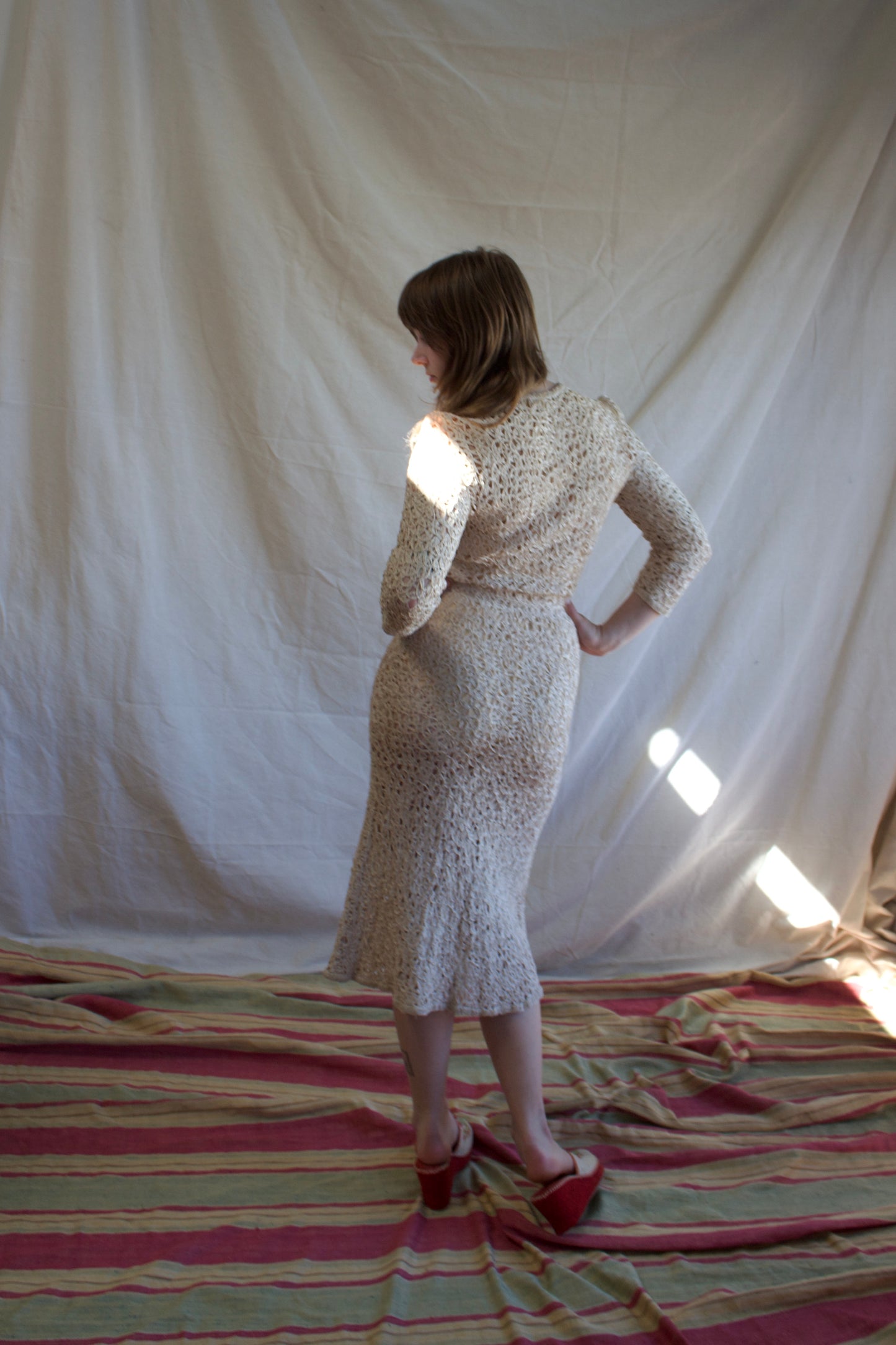 1940s Ribbon Knit Wiggle Dress