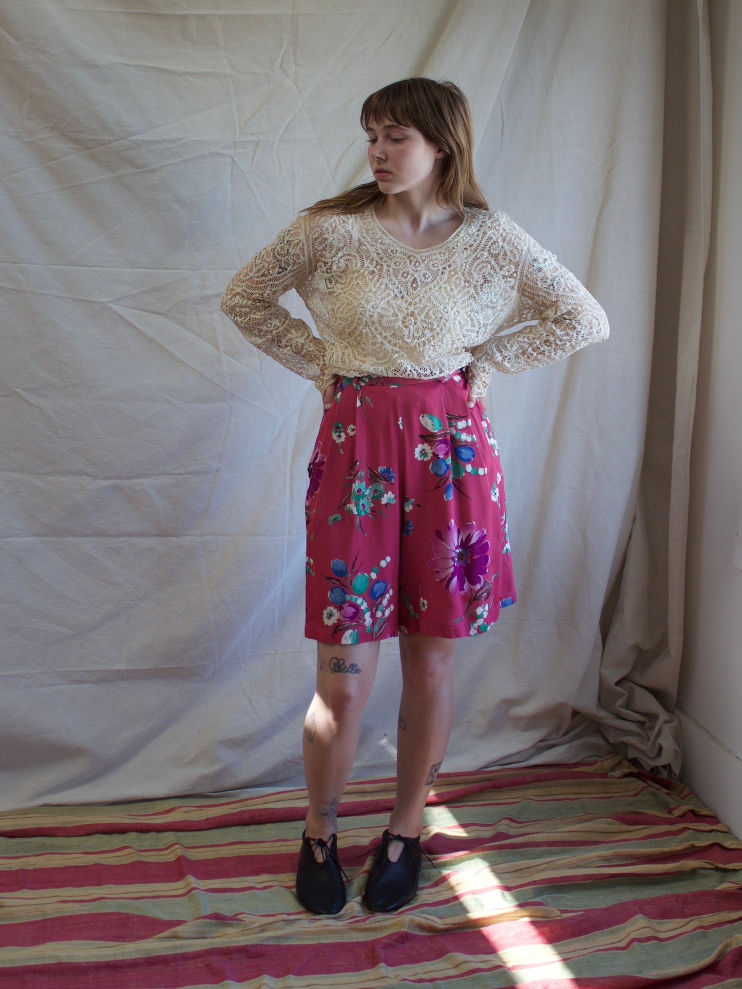 1980s Does 1940s Side Button Ralph Lauren Cold Rayon Shorts
