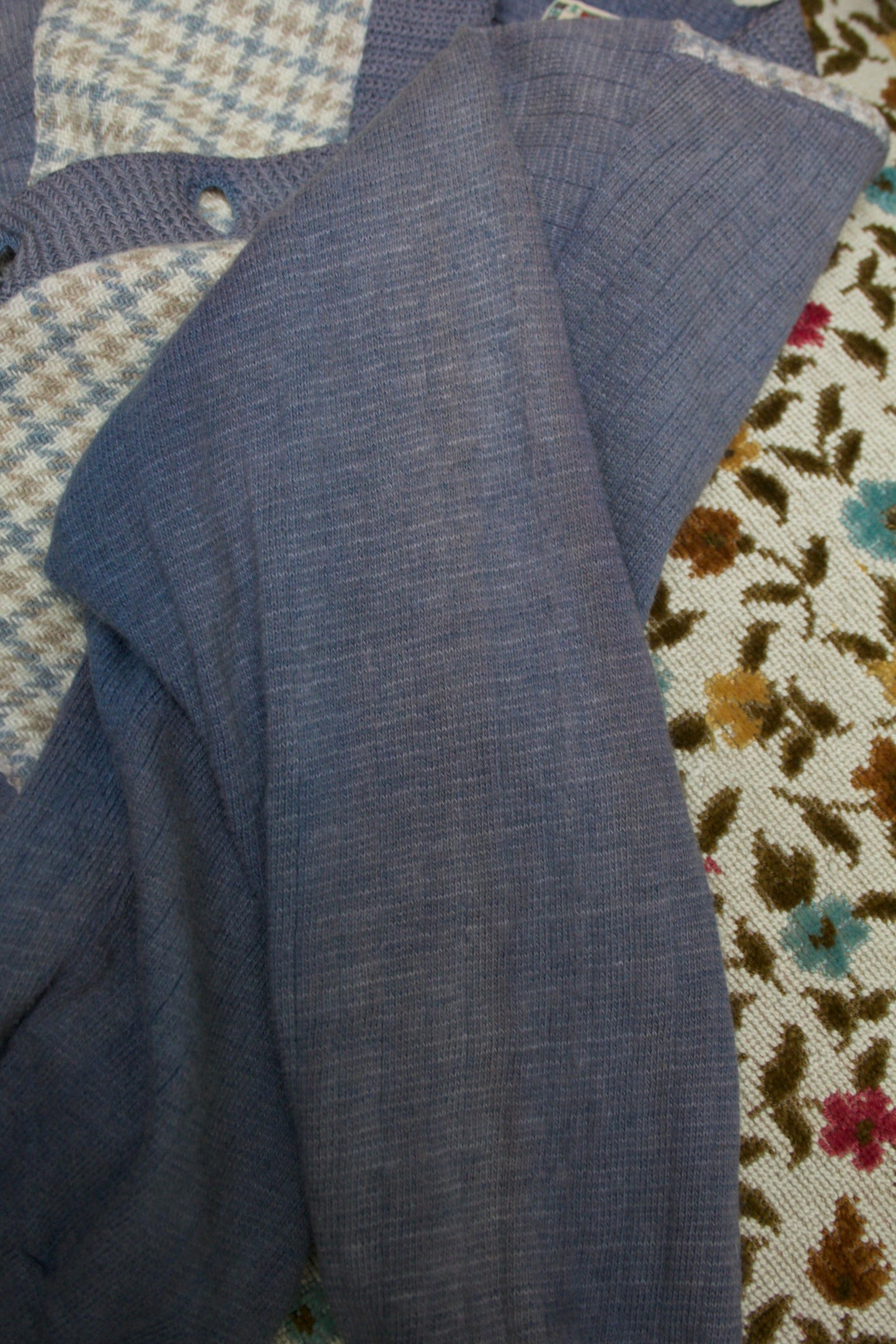 1940s 'Nu-Knit' Houndstooth Two Tone Wool Button Front Cardigan