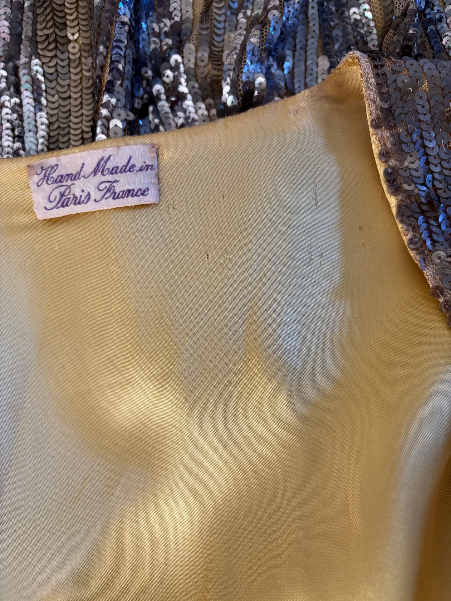Rare Art Deco French 1930s Hand Embellished Sequin Bell Sleeve Jacket