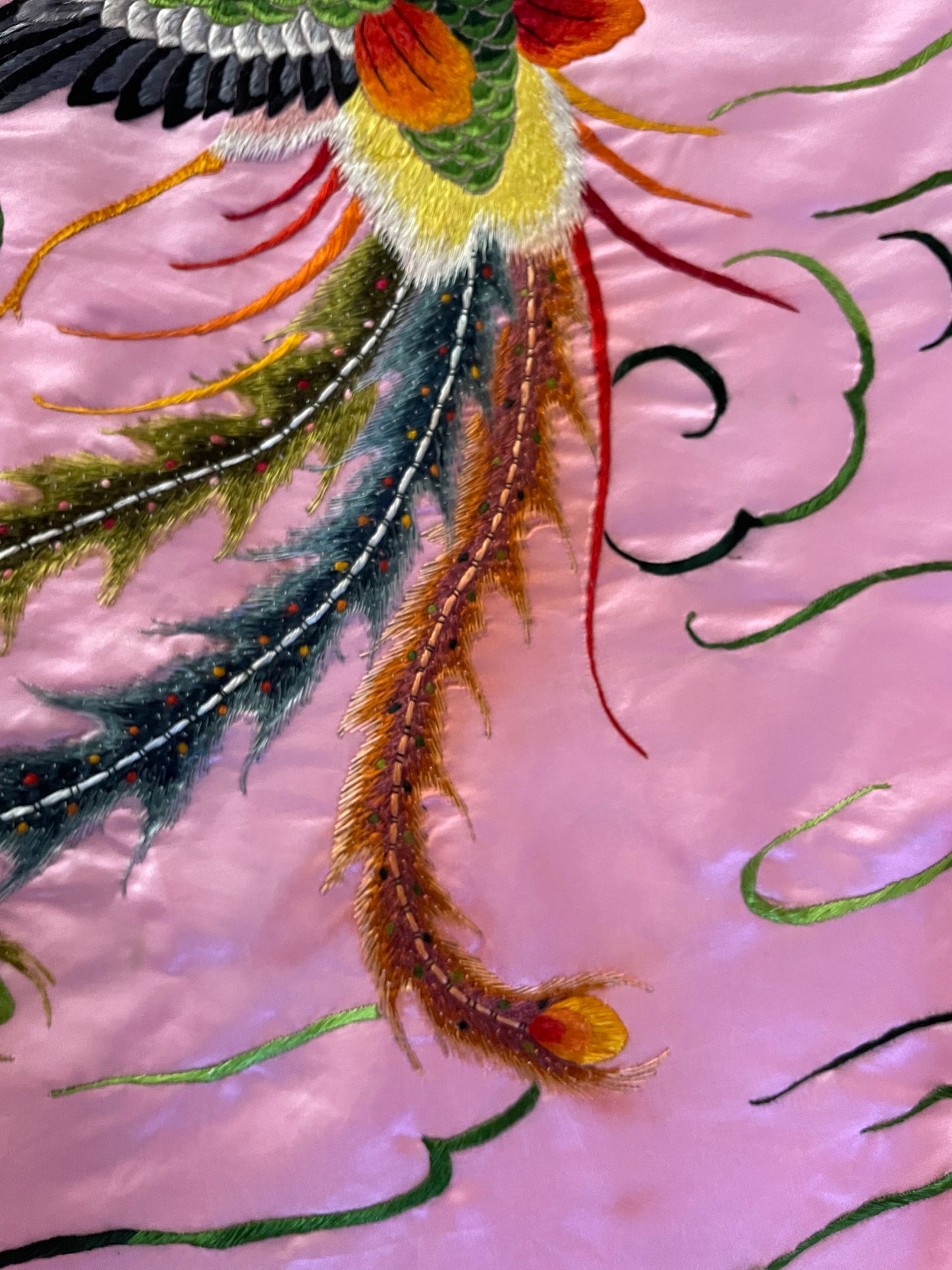1940s Pepto Pink Chinese Loop Fringe Piano Shawl