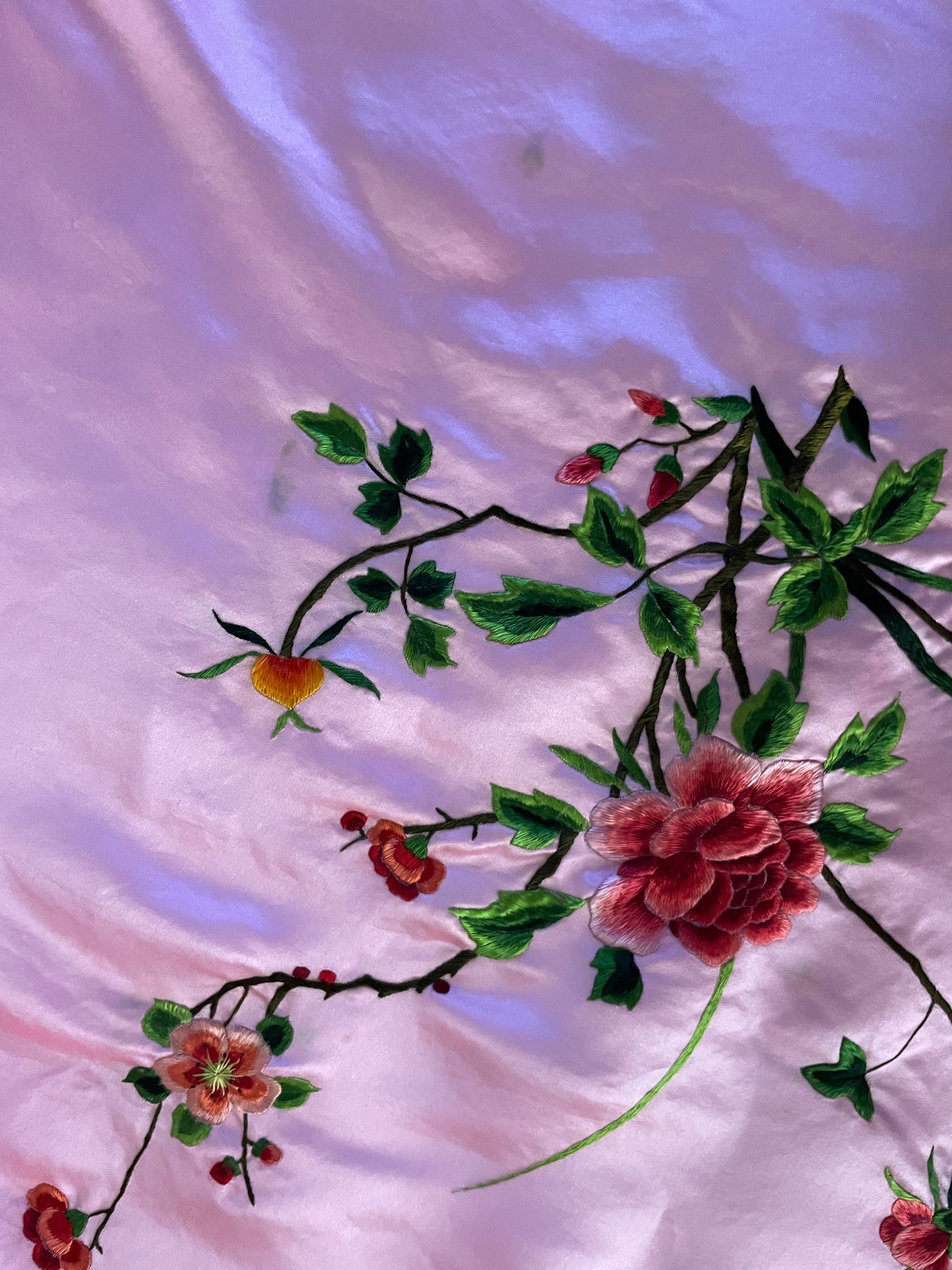 1940s Pepto Pink Chinese Loop Fringe Piano Shawl