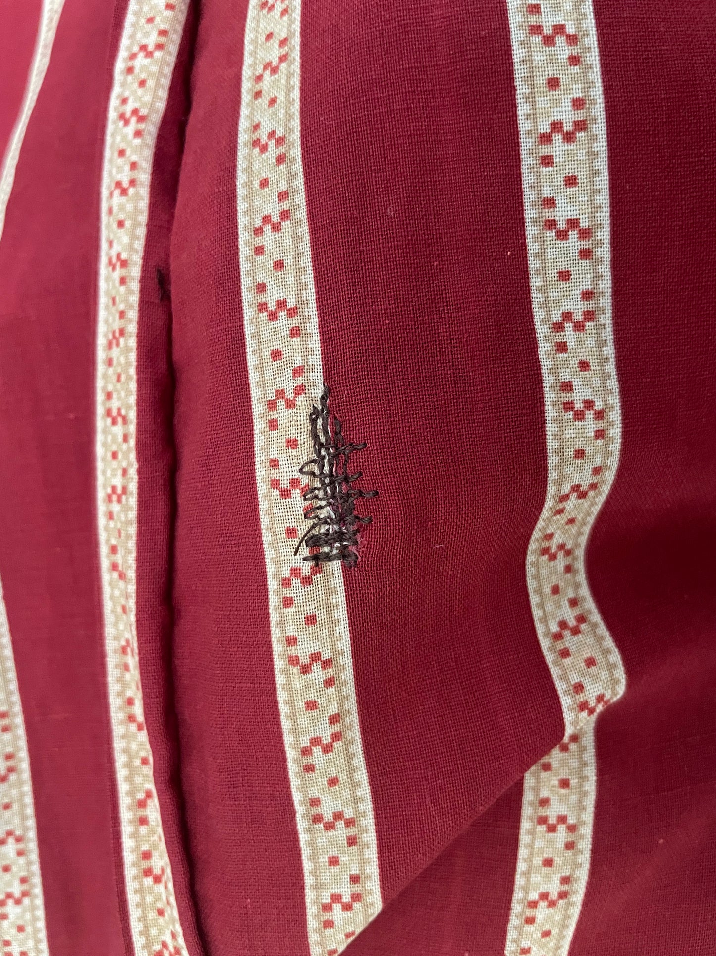 Primitive Victorian Turkey Red Calico Wrapper Gown