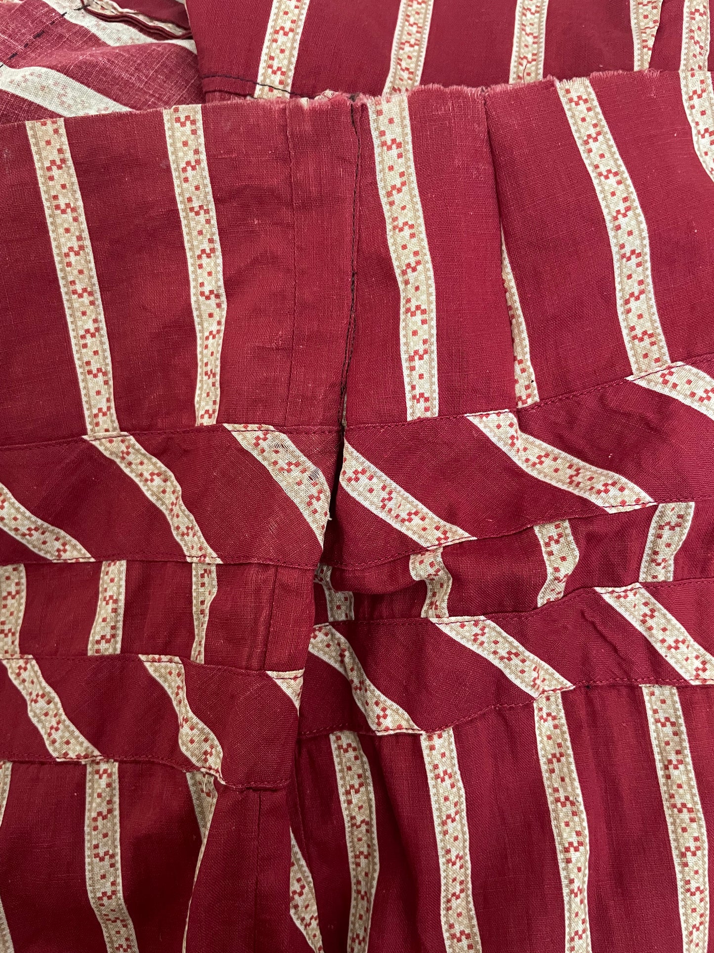Primitive Victorian Turkey Red Calico Wrapper Gown
