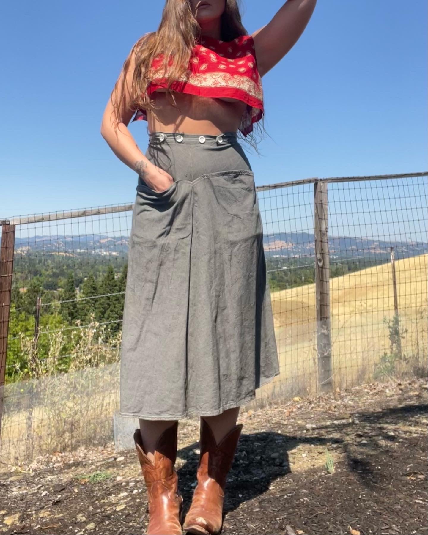 1940s Salt 'N Pepper Wrap Skirt with *Huge Pockets