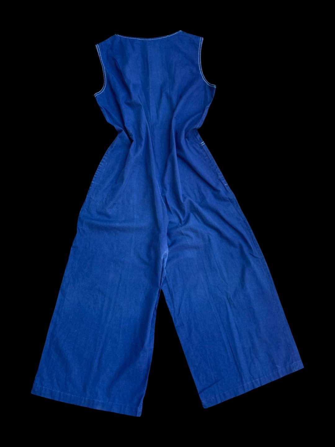 Late 1940s Indigo Cotton Zip Front Wide Leg Jumpsuit