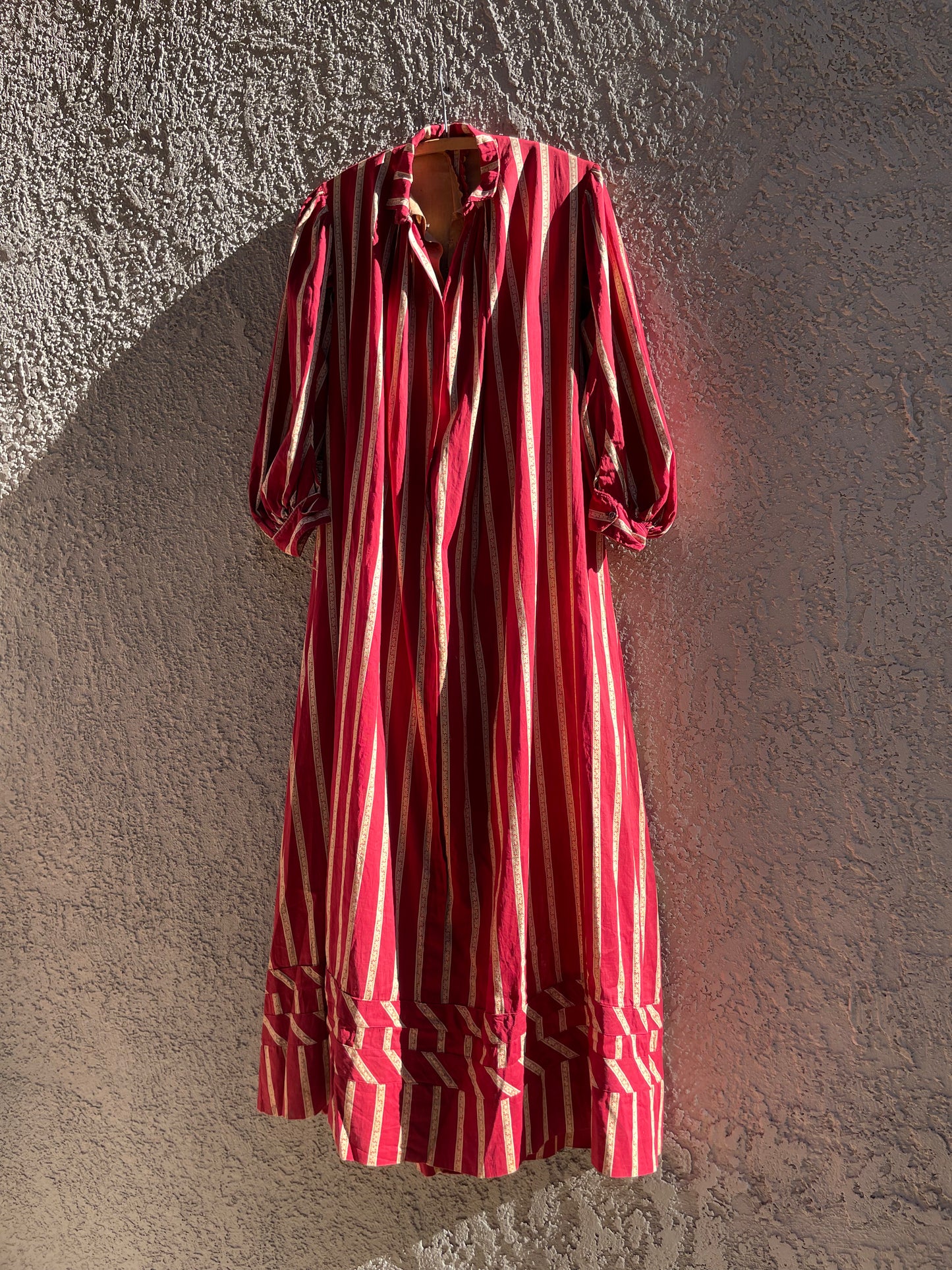 Primitive Victorian Turkey Red Calico Wrapper Gown