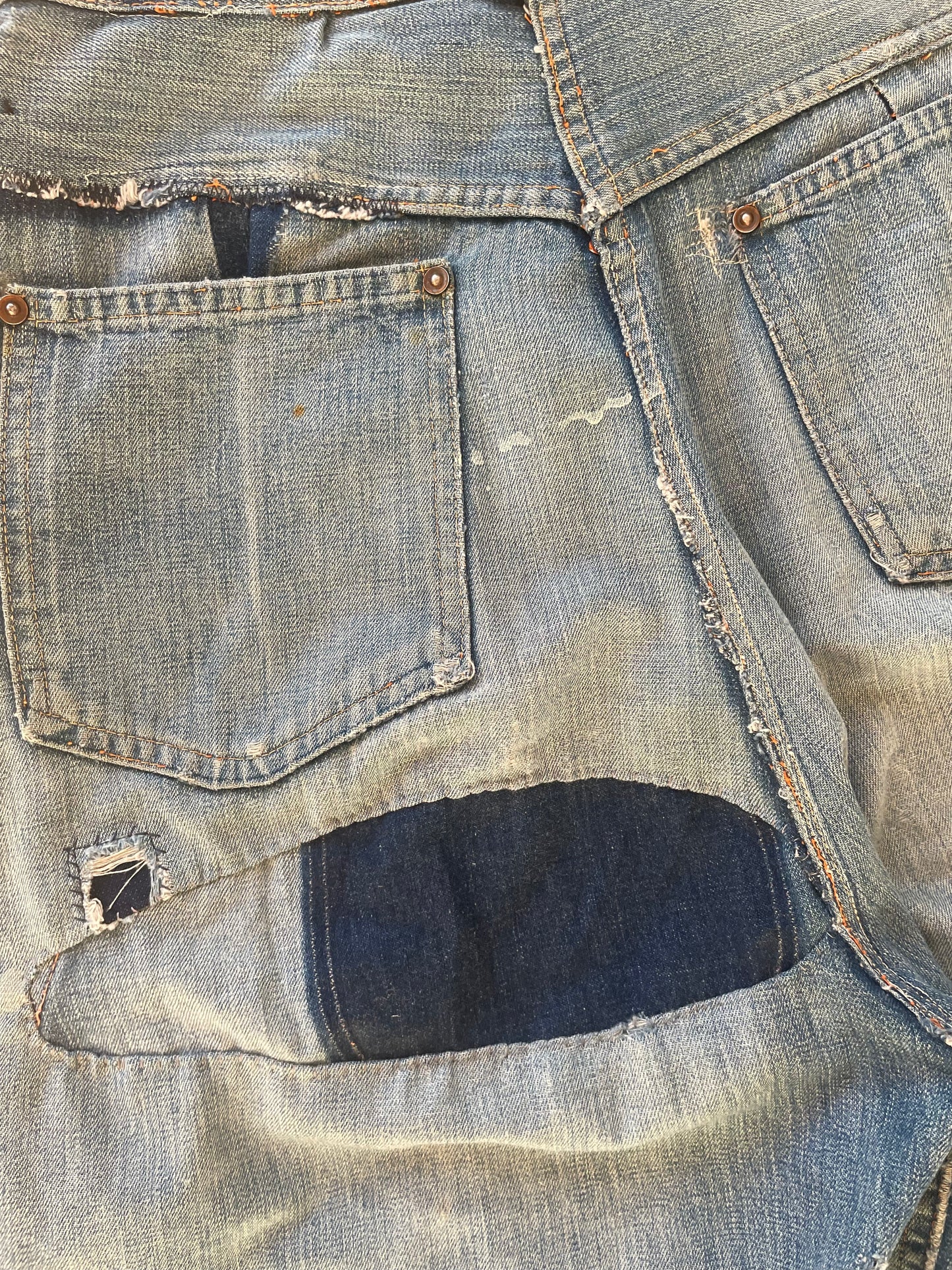 1940s Ladies Workwear Side Button Wide Leg Jeans