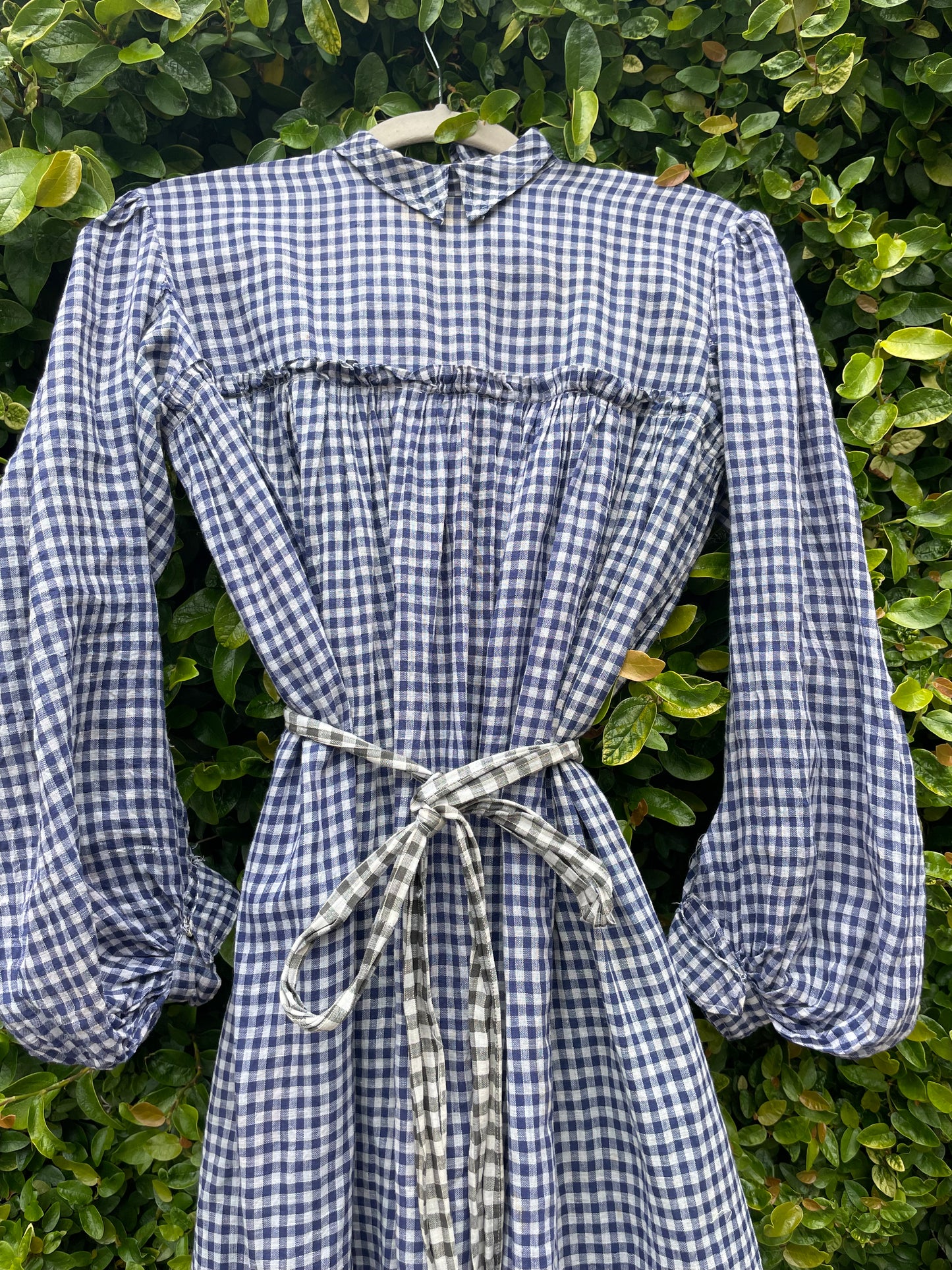 Antique Early Primitive Check Homespun Wrapper Dress Homemade