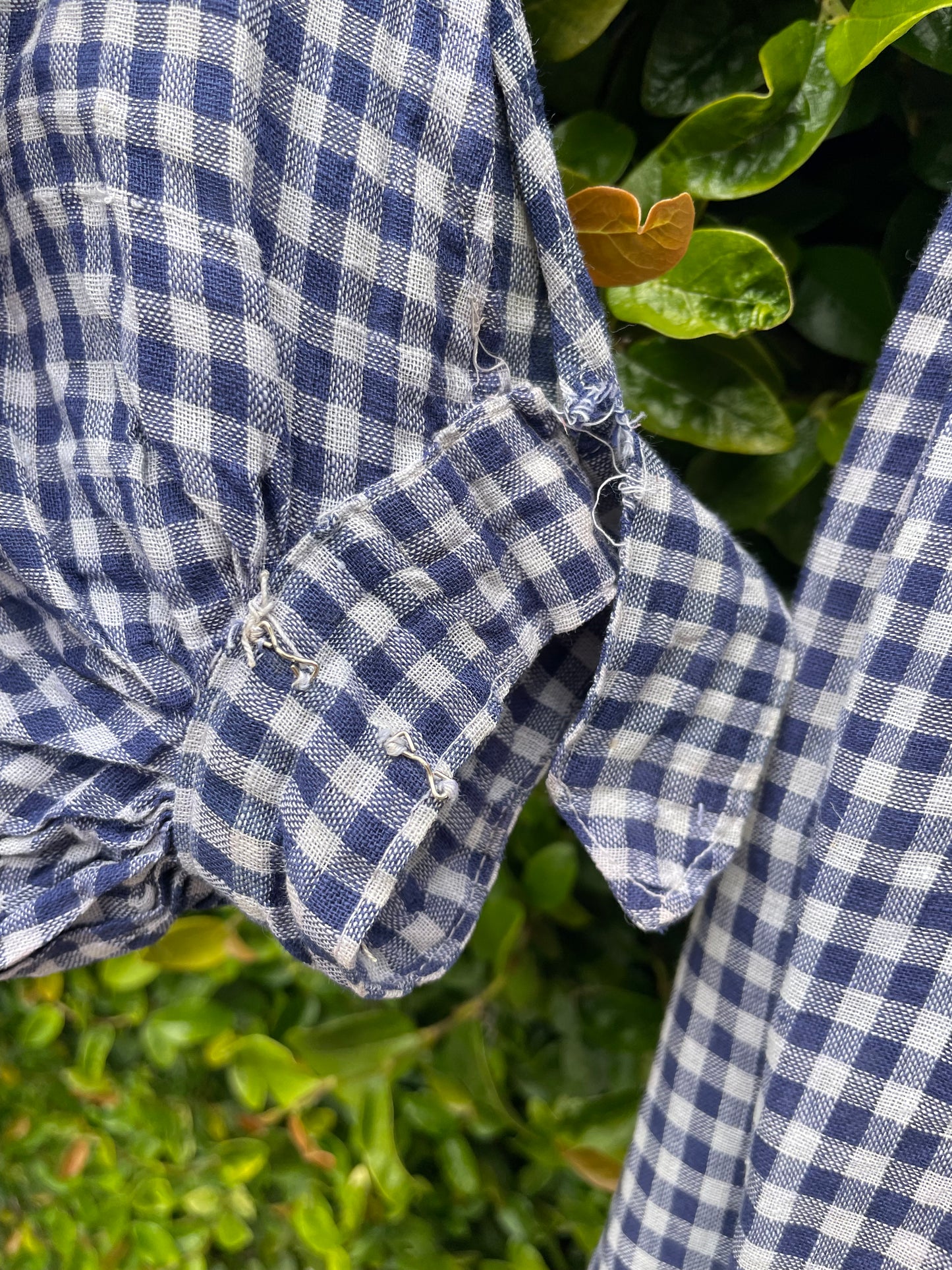 Antique Early Primitive Check Homespun Wrapper Dress Homemade