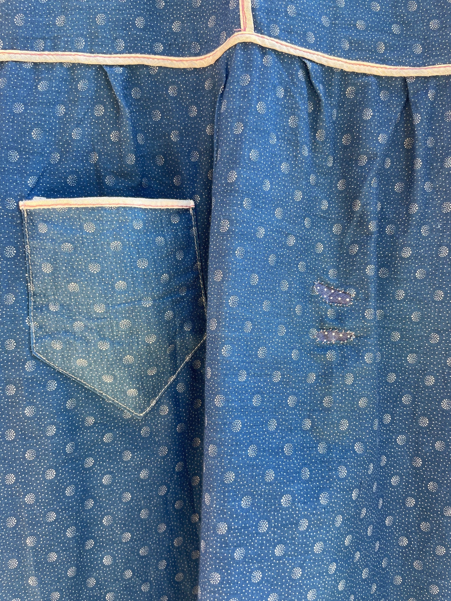 1920s Ditsy Indigo Calico Chore Dress