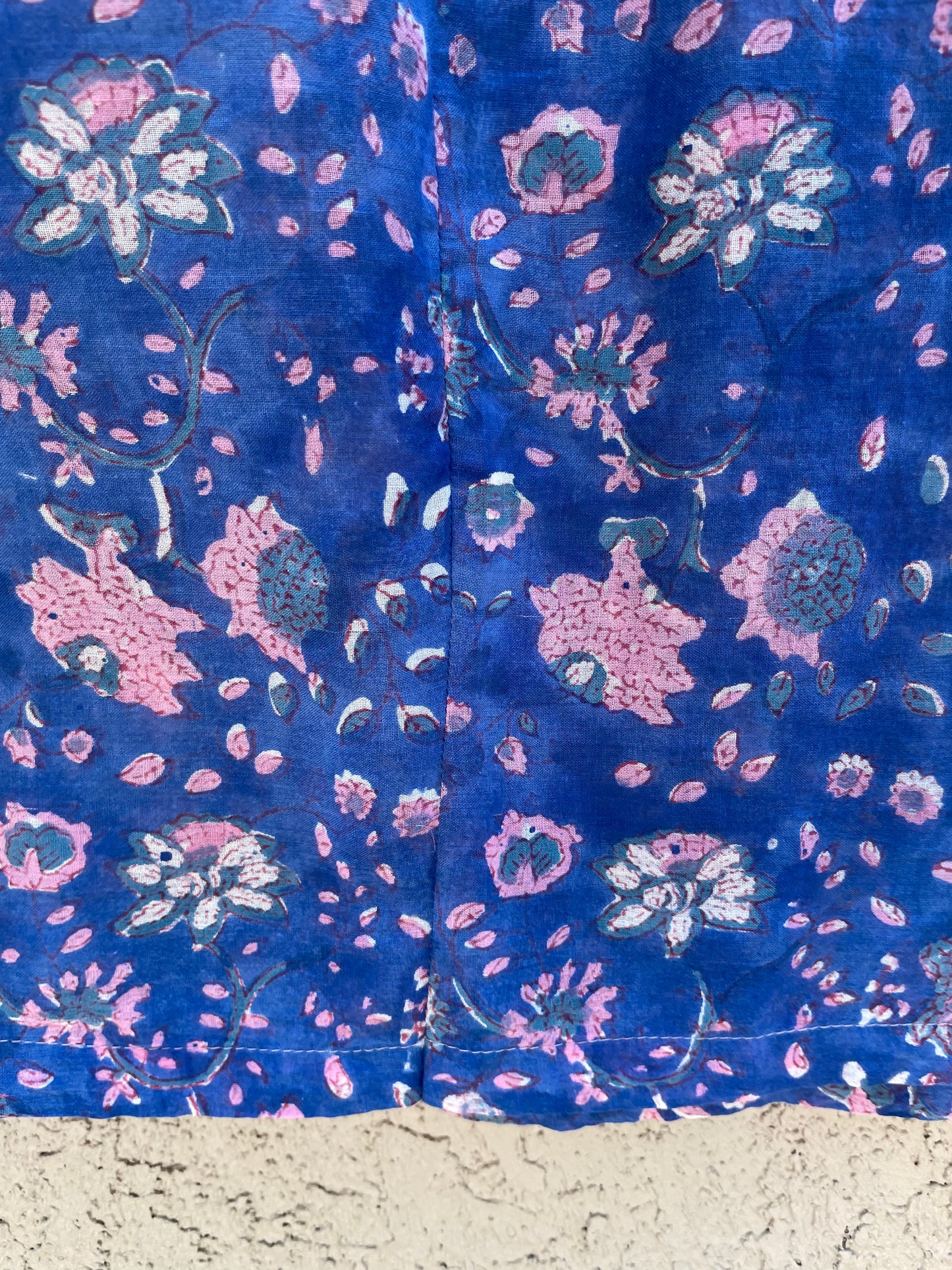 Rare Adini Block Print Cotton Gauze Flutter Sleeve Tie Waist Dress