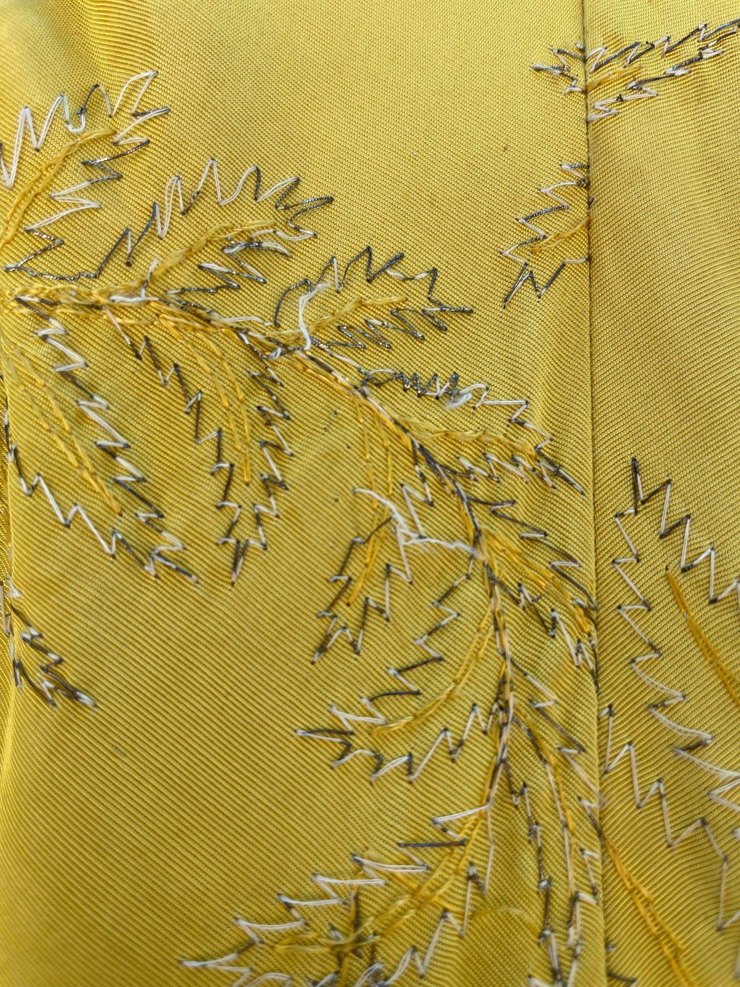 1940s Marigold Lamé Embroidered Leaf Gown