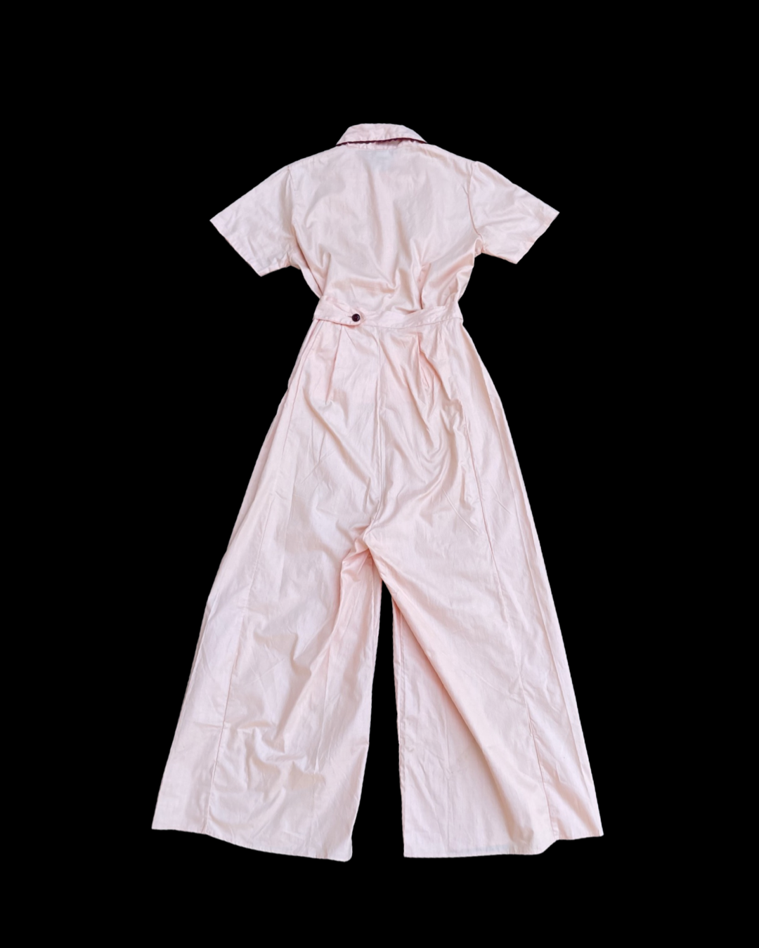 1940s Deadstock* Pastel Peach Crisp Cotton Side Button Two Piece Pant Suit