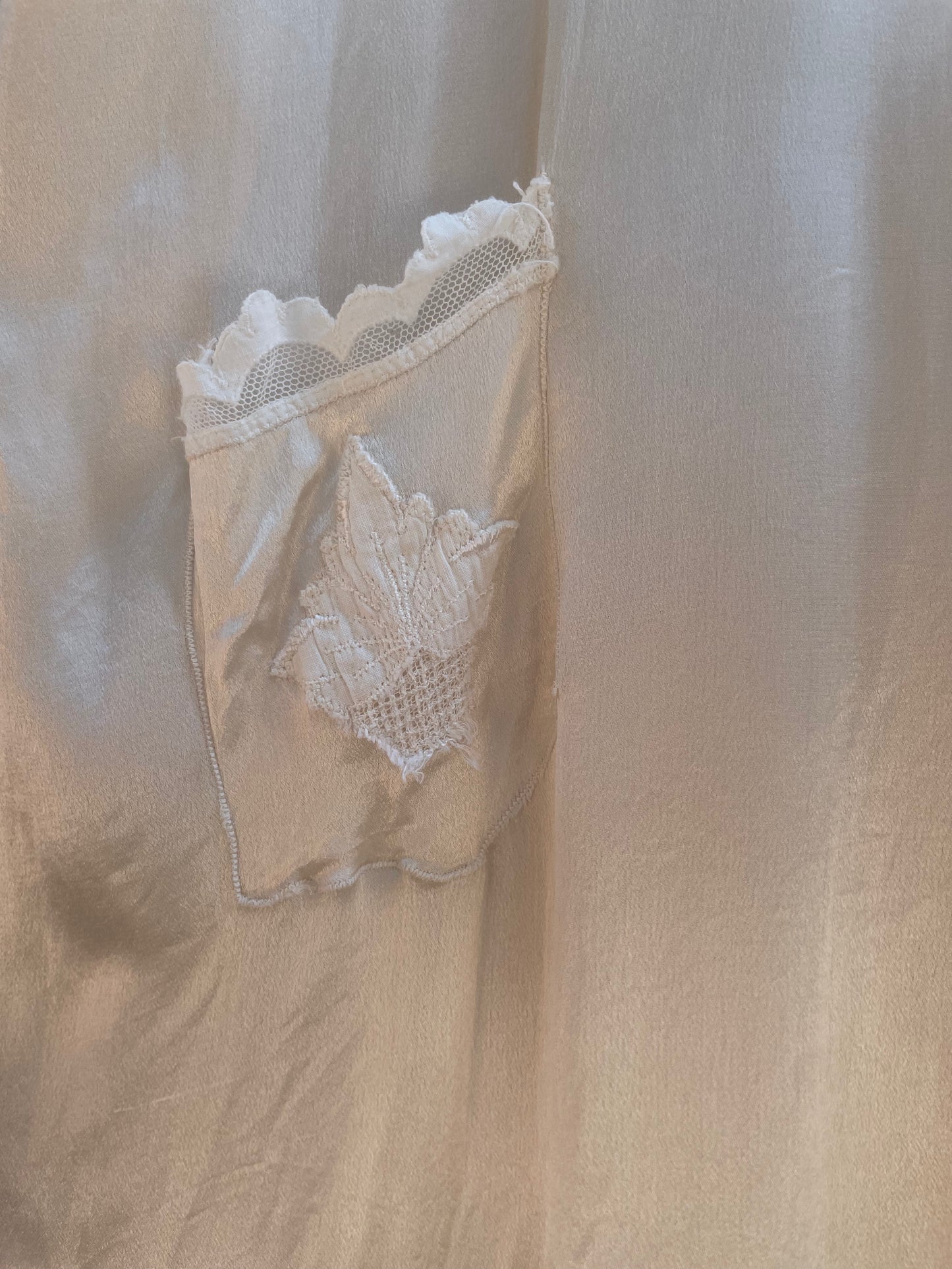 1920s Silk Floral Appliqué Slip Dress