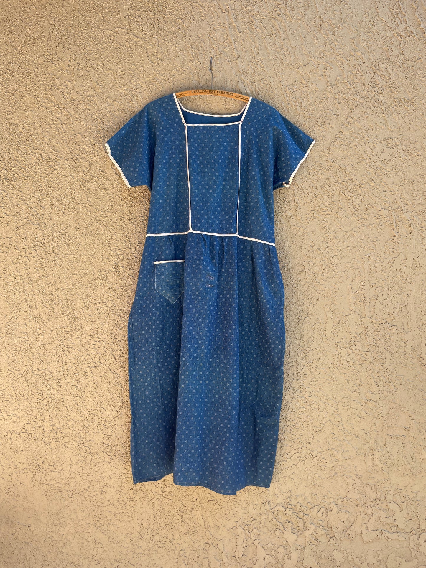 1920s Ditsy Indigo Calico Chore Dress