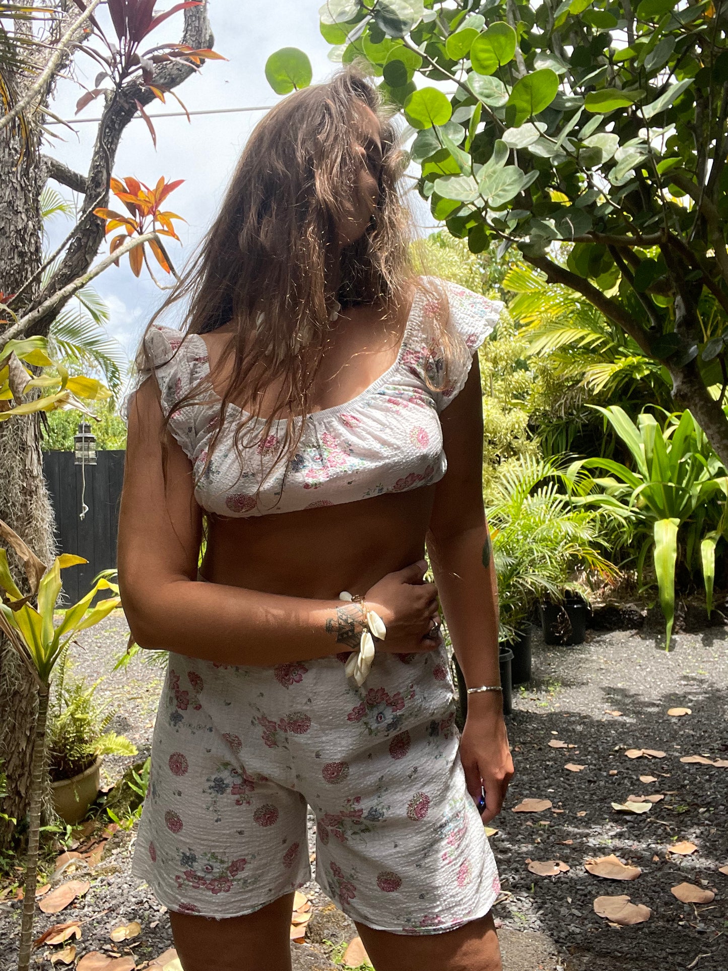 1930s/1940s Floral Seersucker Two Piece Playsuit