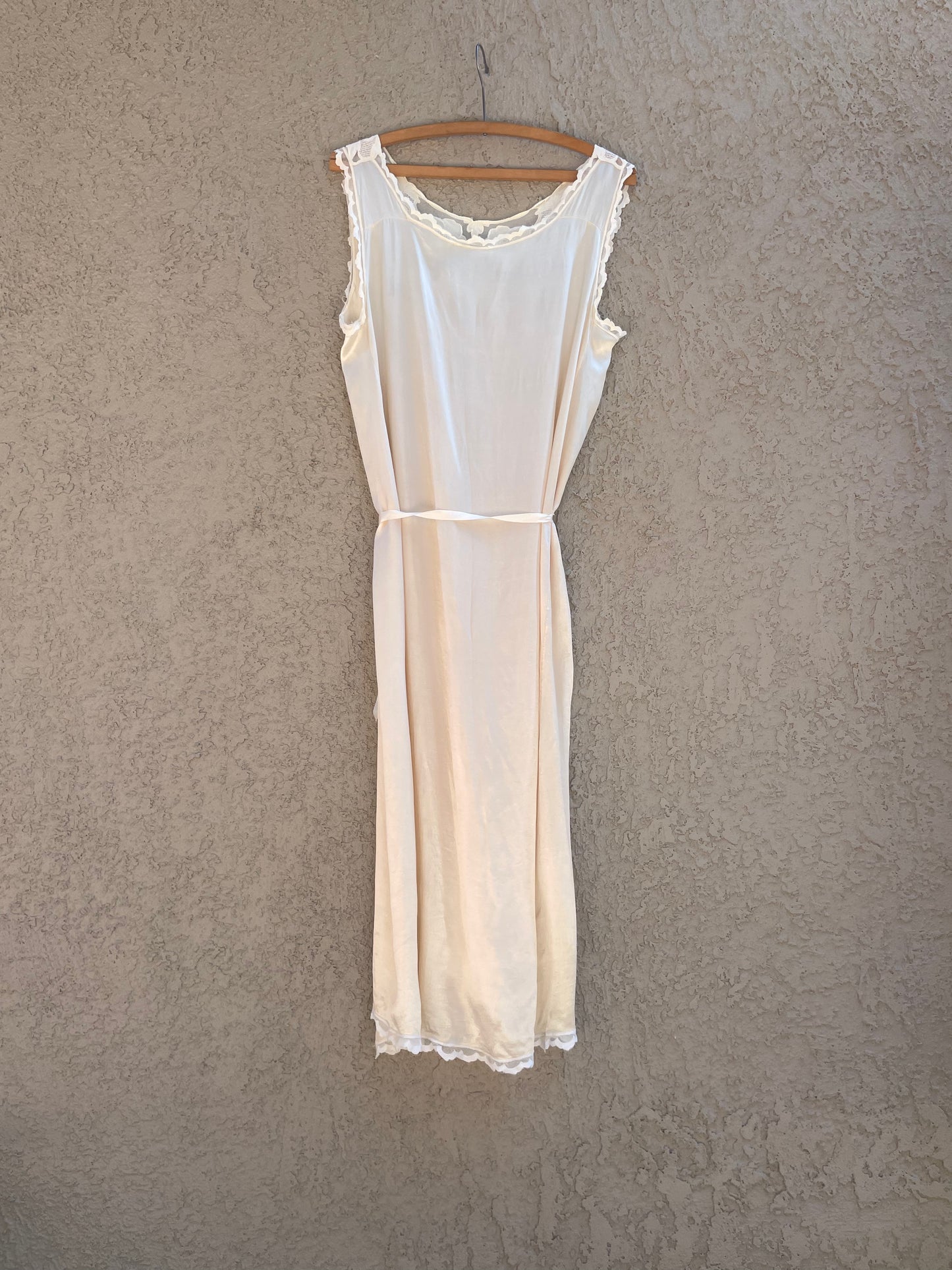 1920s Silk Floral Appliqué Slip Dress