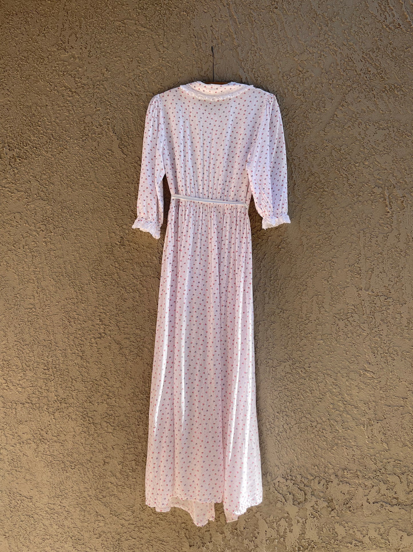 1940s Strawberry Print Rayon Peignoir Over Dress