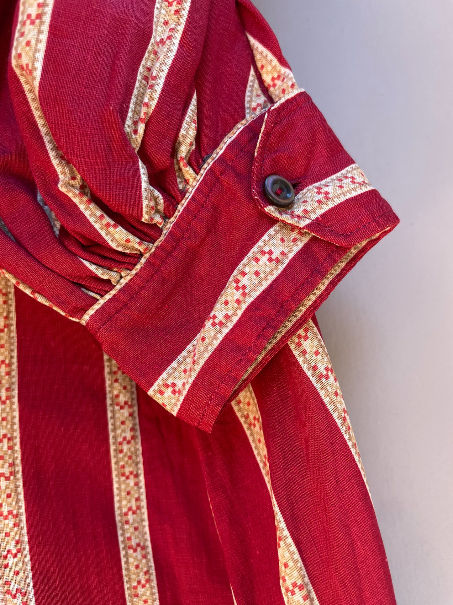 Primitive Victorian Turkey Red Calico Wrapper Gown