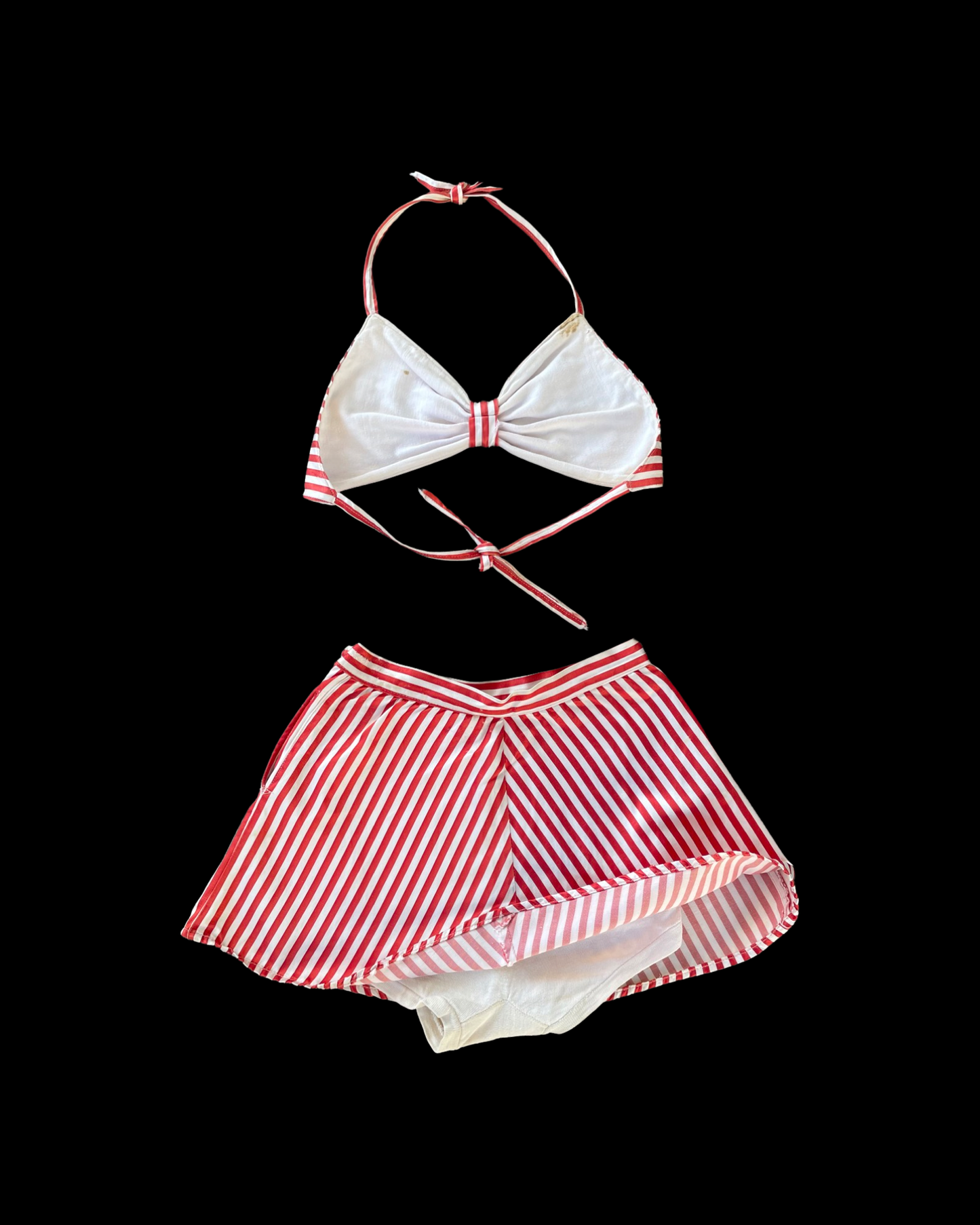 1940s Rayon Satin Candy Striped Playsuit/ Sun Suit