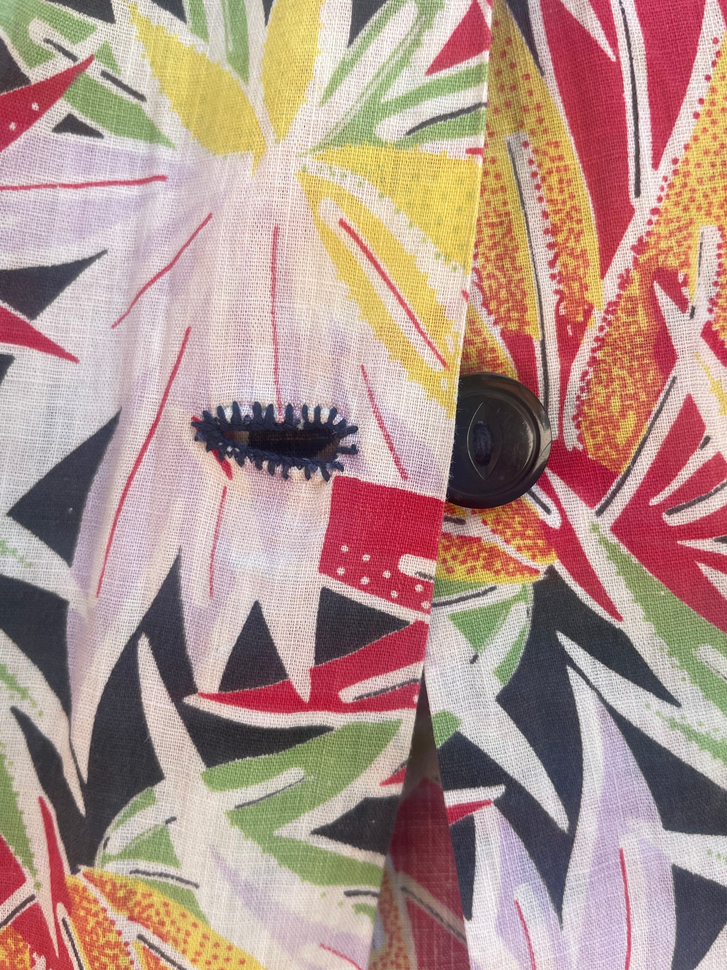 1930s Vibrant Tropical Floral Cotton Smock