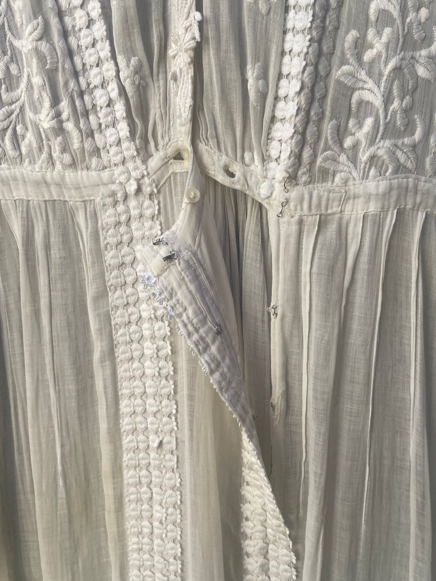 Antique 1910s Edwardian Whitework Cotton Lawn Sailor Collar Dress