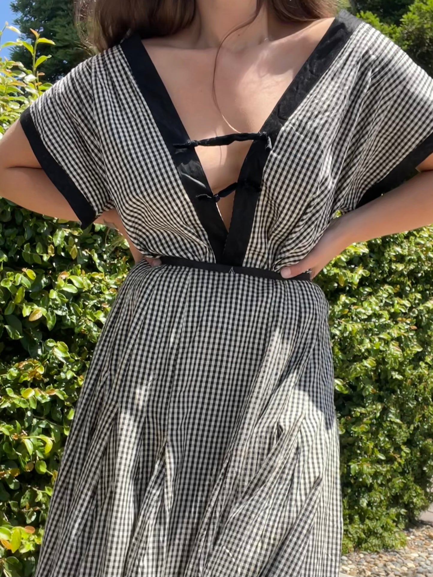 Edwardian Gingham Cotton Keyhole Blouse Skirt Set