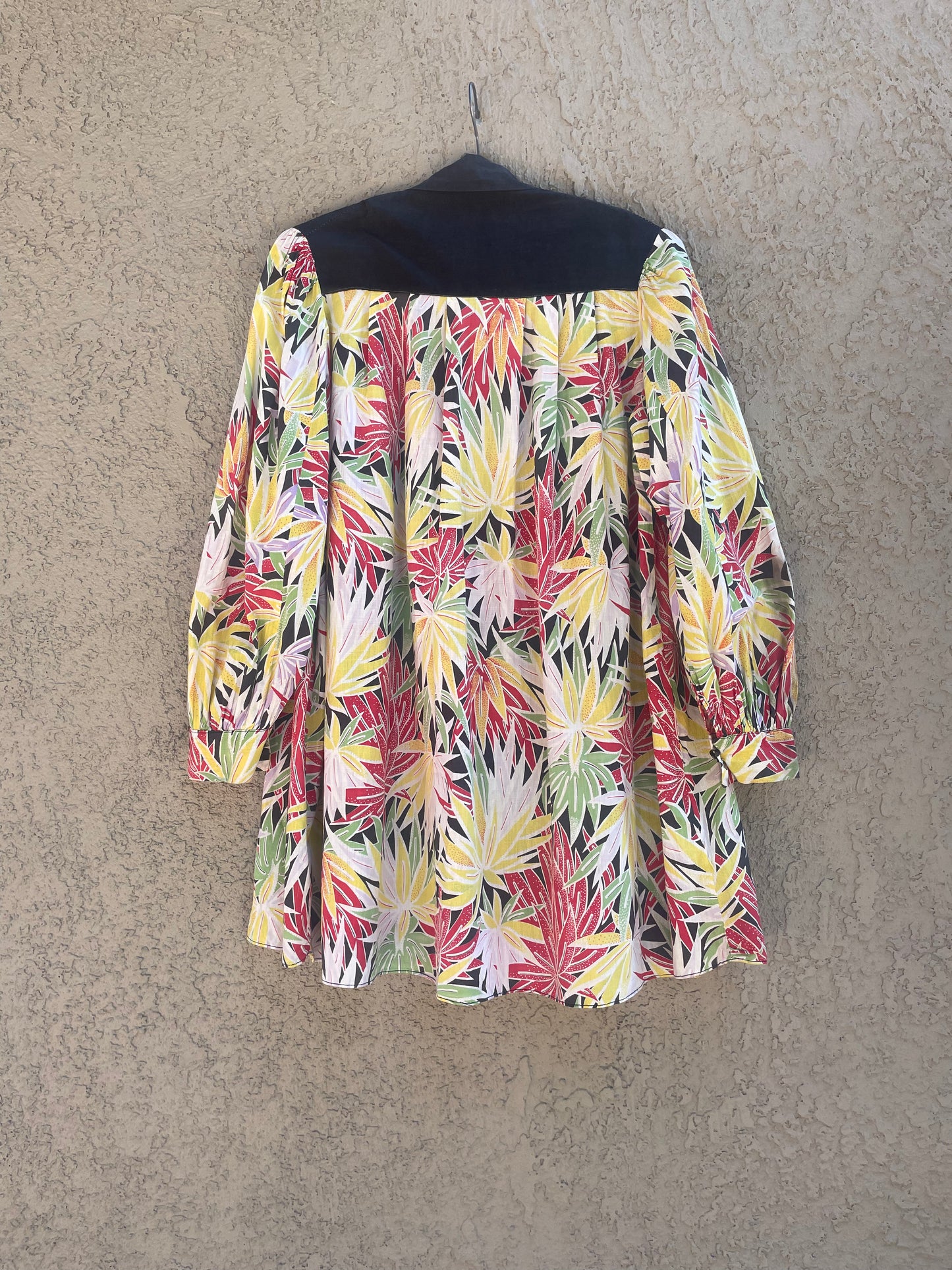 1930s Vibrant Tropical Floral Cotton Smock