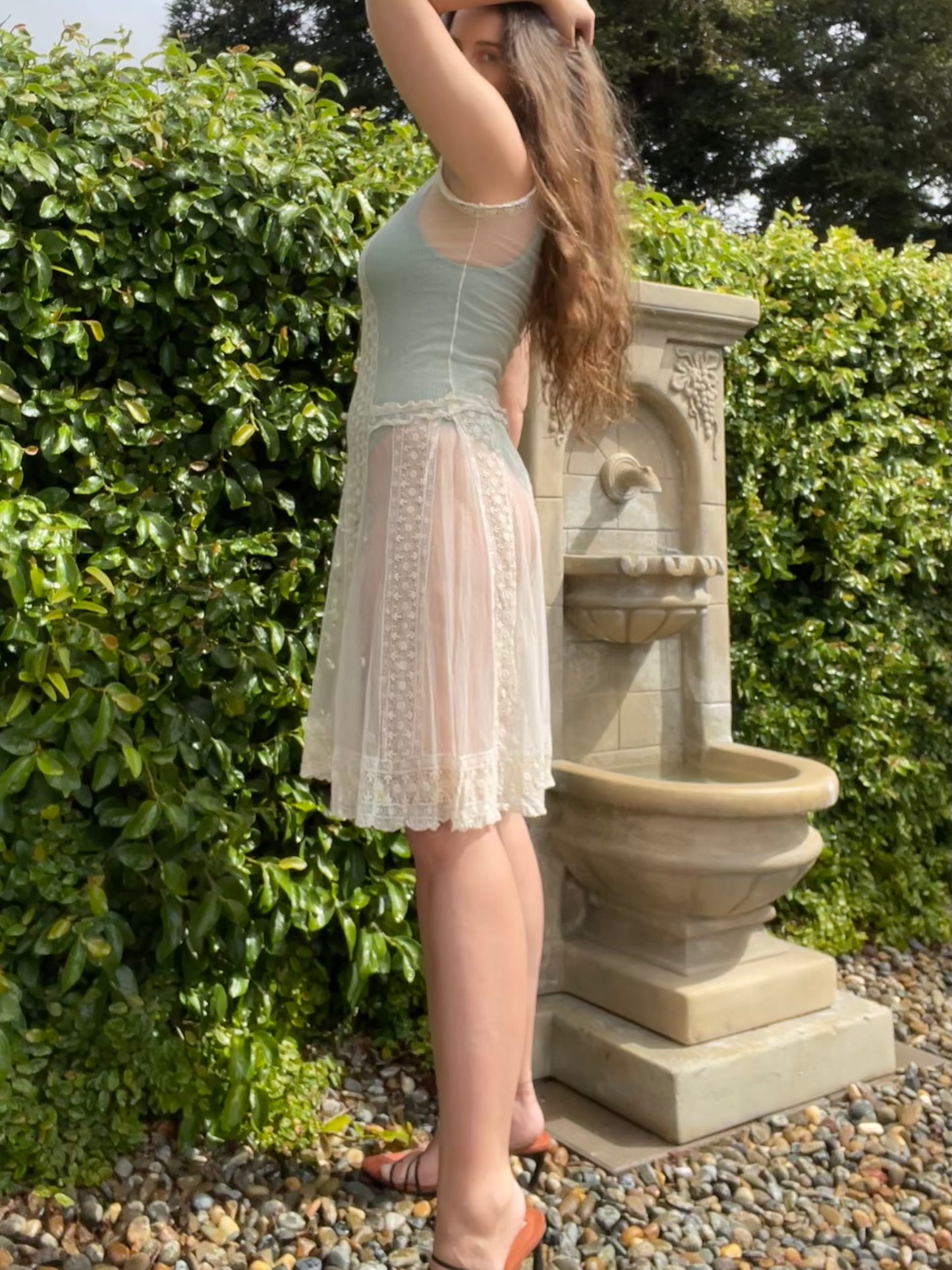 1920s Mesh Lace Sleeveless Dress