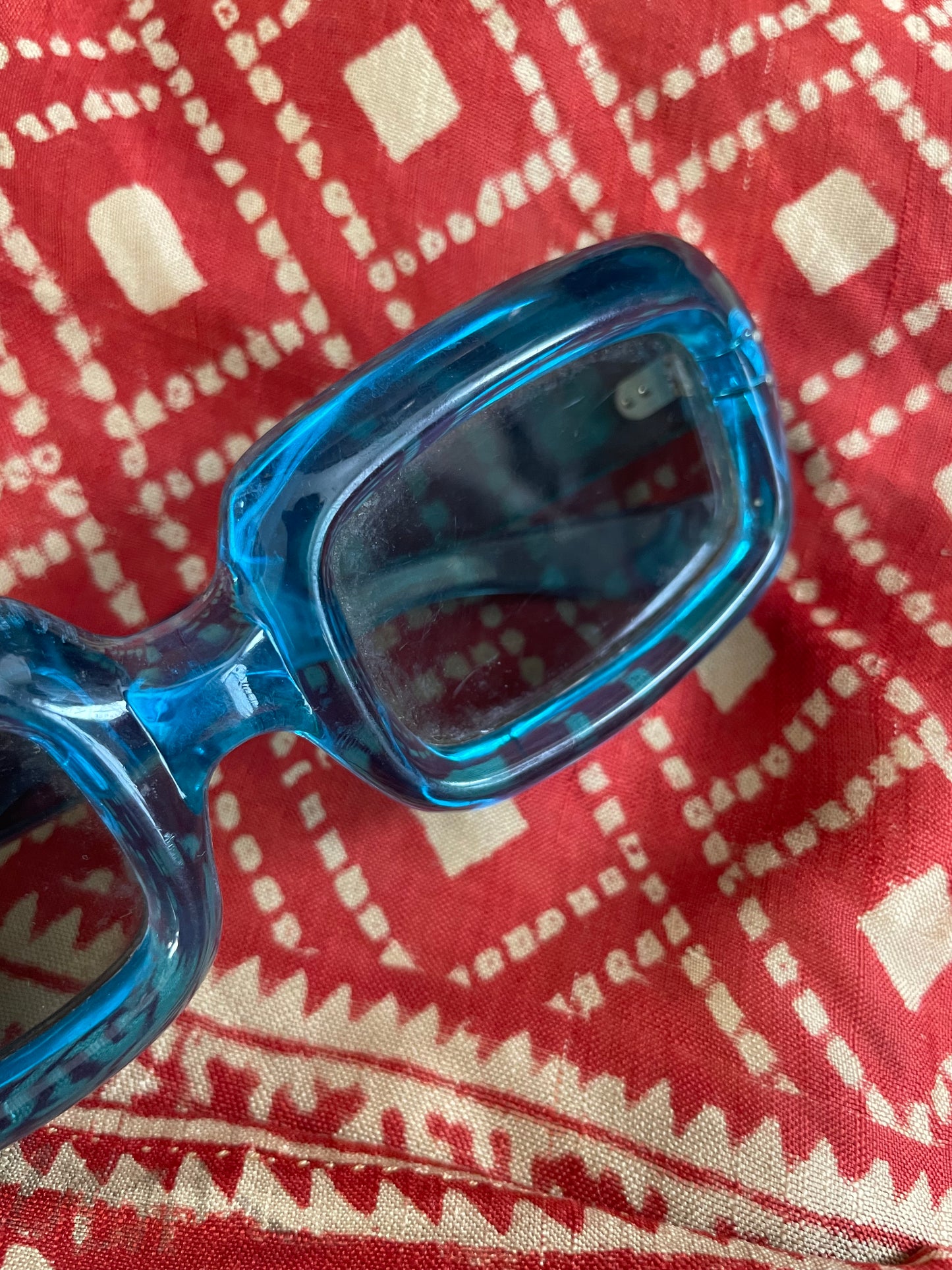 1960s Clear Aqua Blue Squared Off Sunnglasses