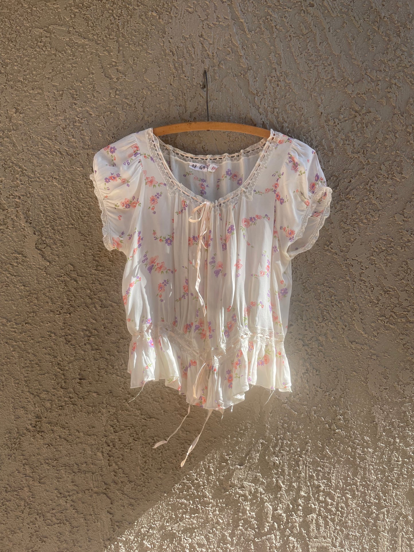 1940s Woven Ribbon Cap Sleeve Blouse