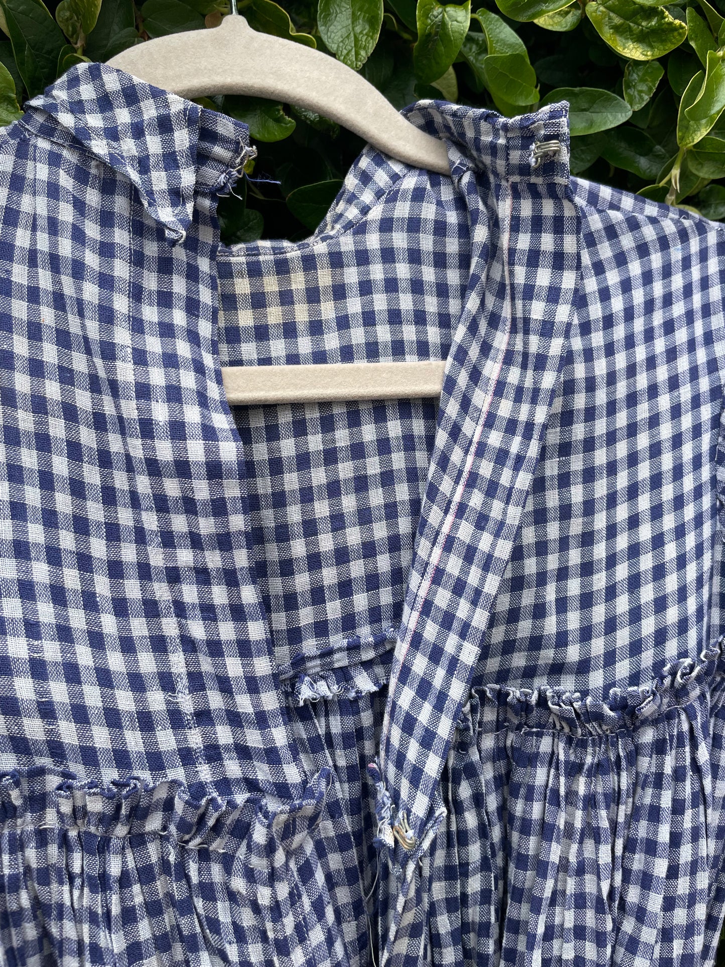 Antique Early Primitive Check Homespun Wrapper Dress Homemade