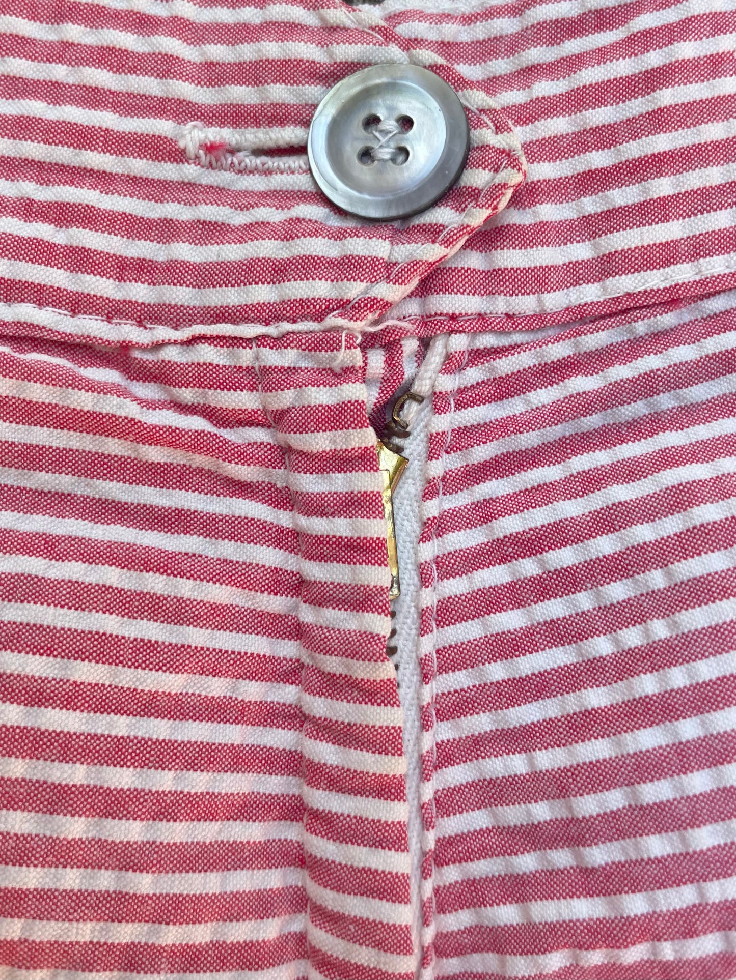 1940s Back Zip Striped Seersucker Calm Diggers