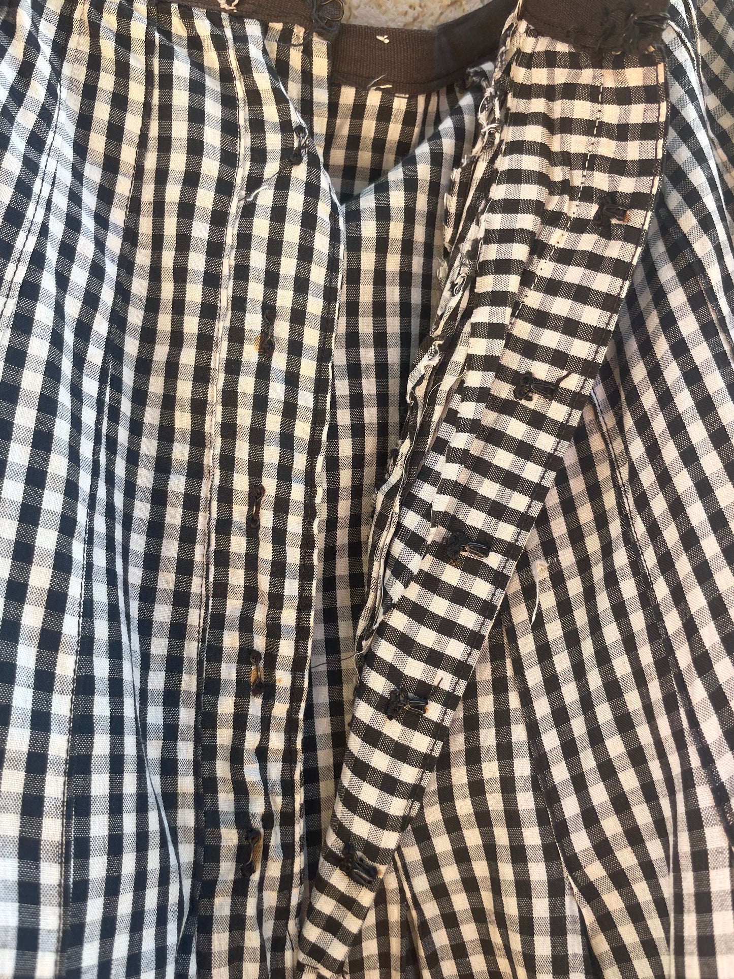 Edwardian Gingham Cotton Keyhole Blouse Skirt Set
