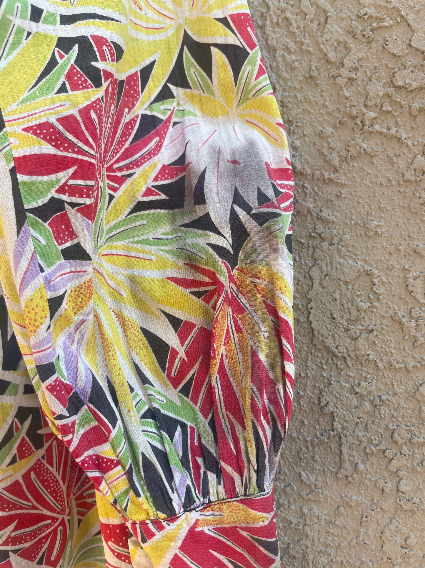1930s Vibrant Tropical Floral Cotton Smock