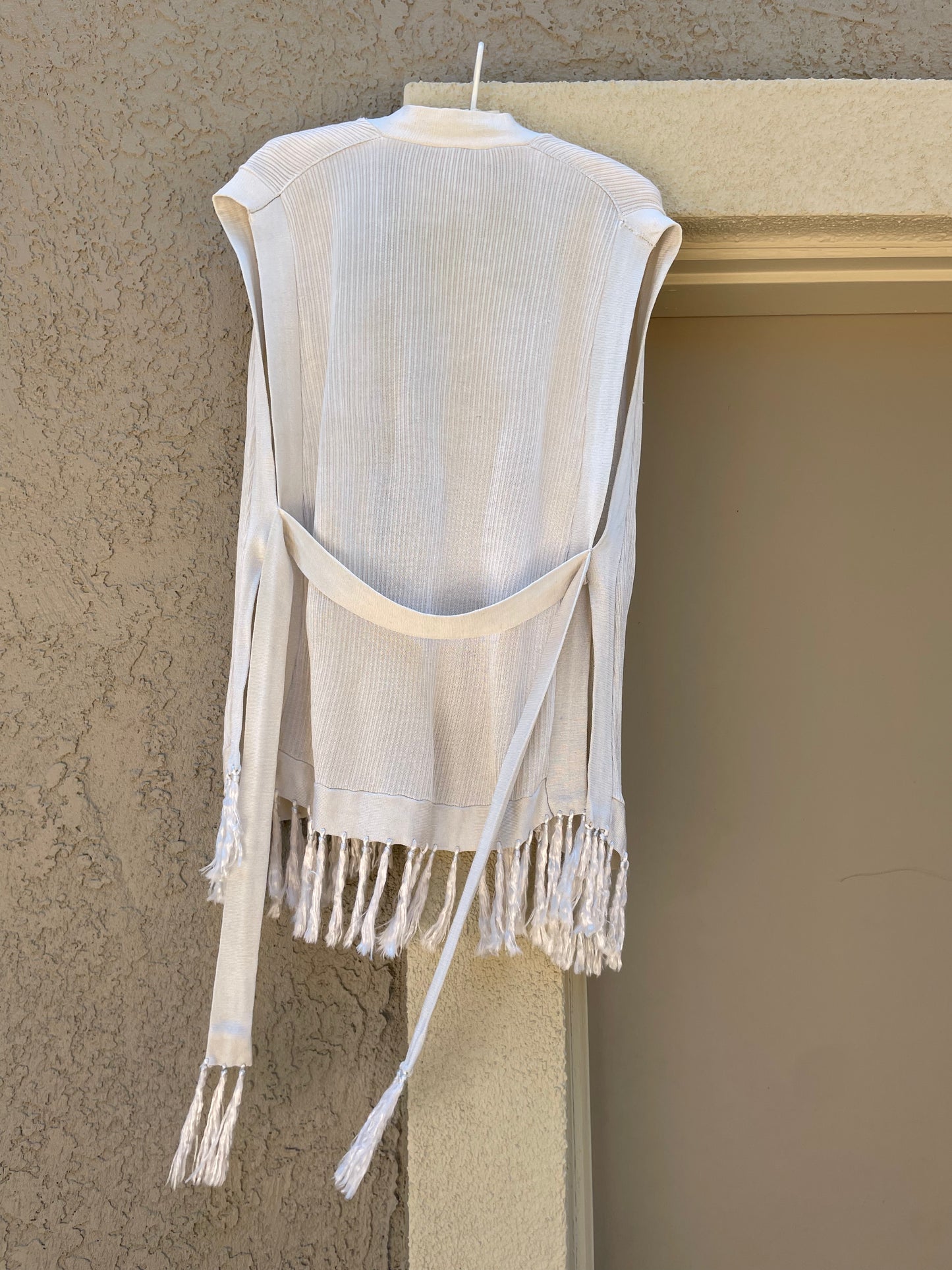 1910s/20s Silk Knit Fringe Cardigan Vest