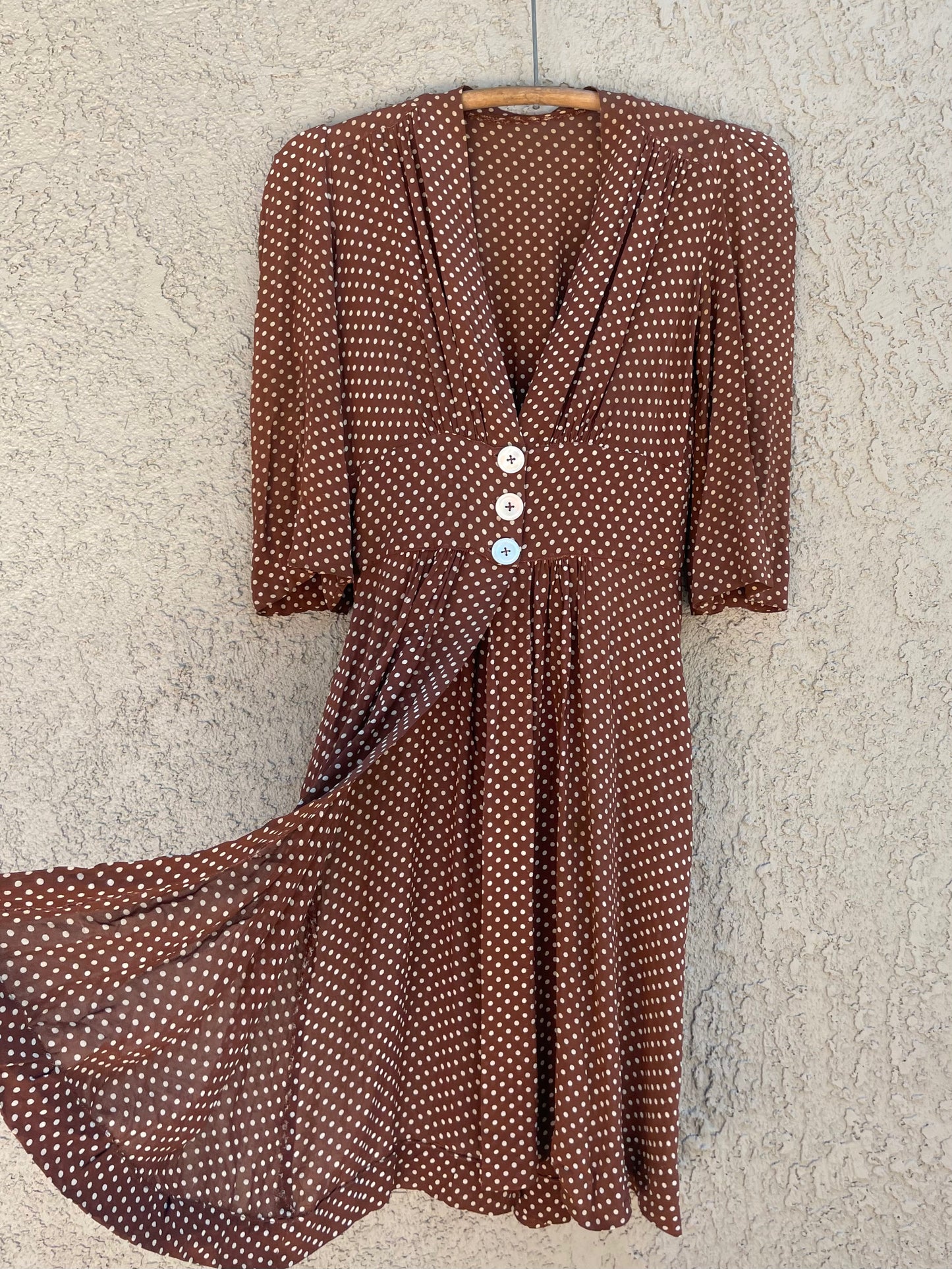 1930s Puff Sleeve Chiffon Over Dress