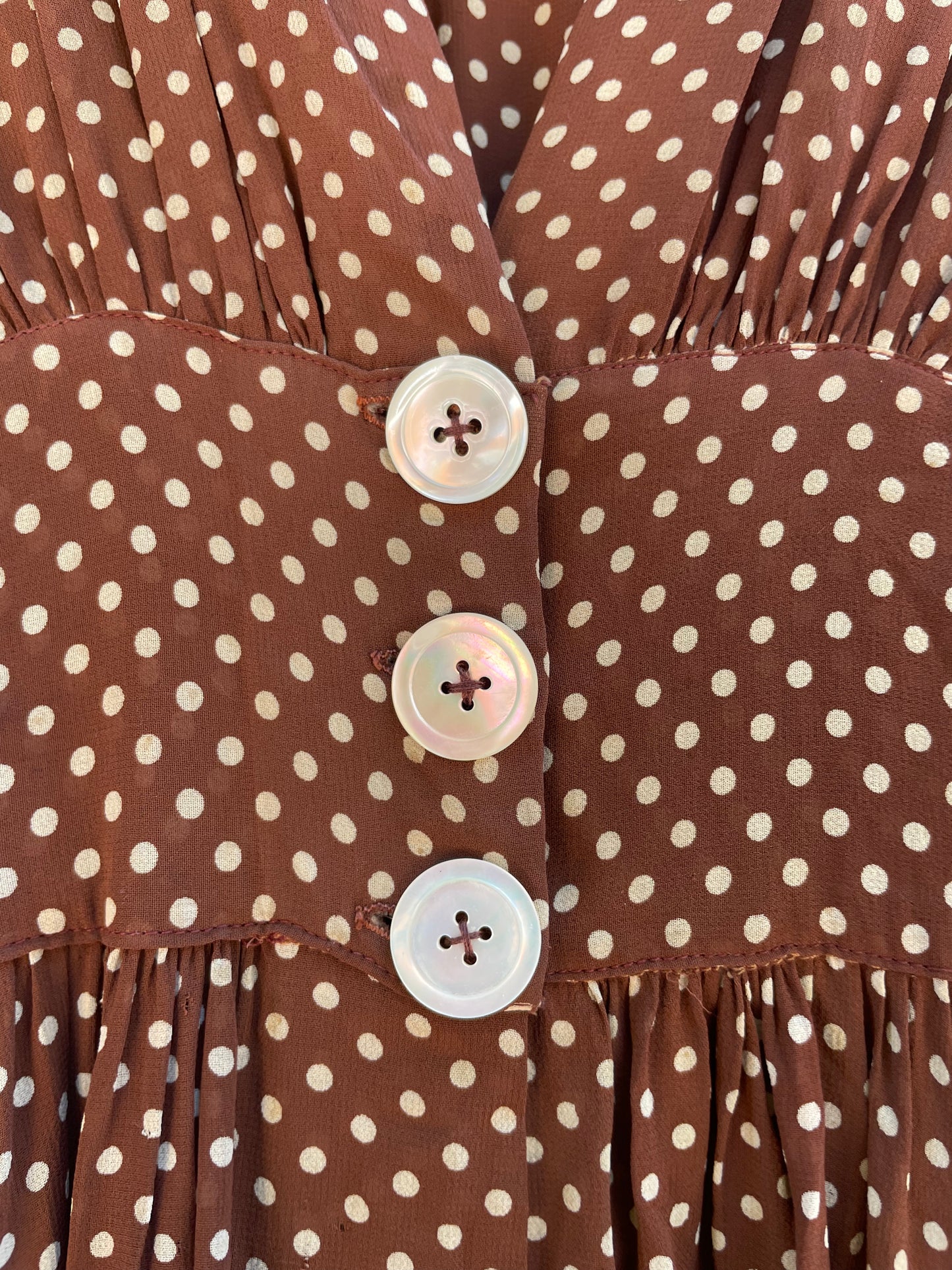 1930s Puff Sleeve Chiffon Over Dress