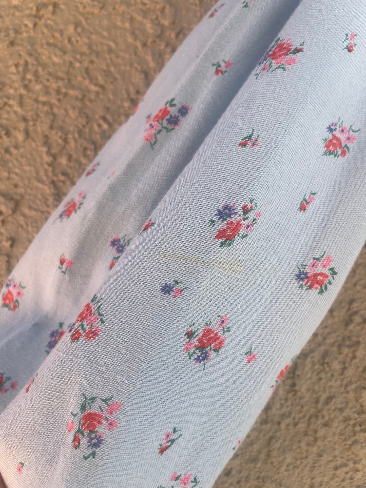 1940s Robbins Egg Blue Rayon Floral Long Sleeve Bias Cut Dress