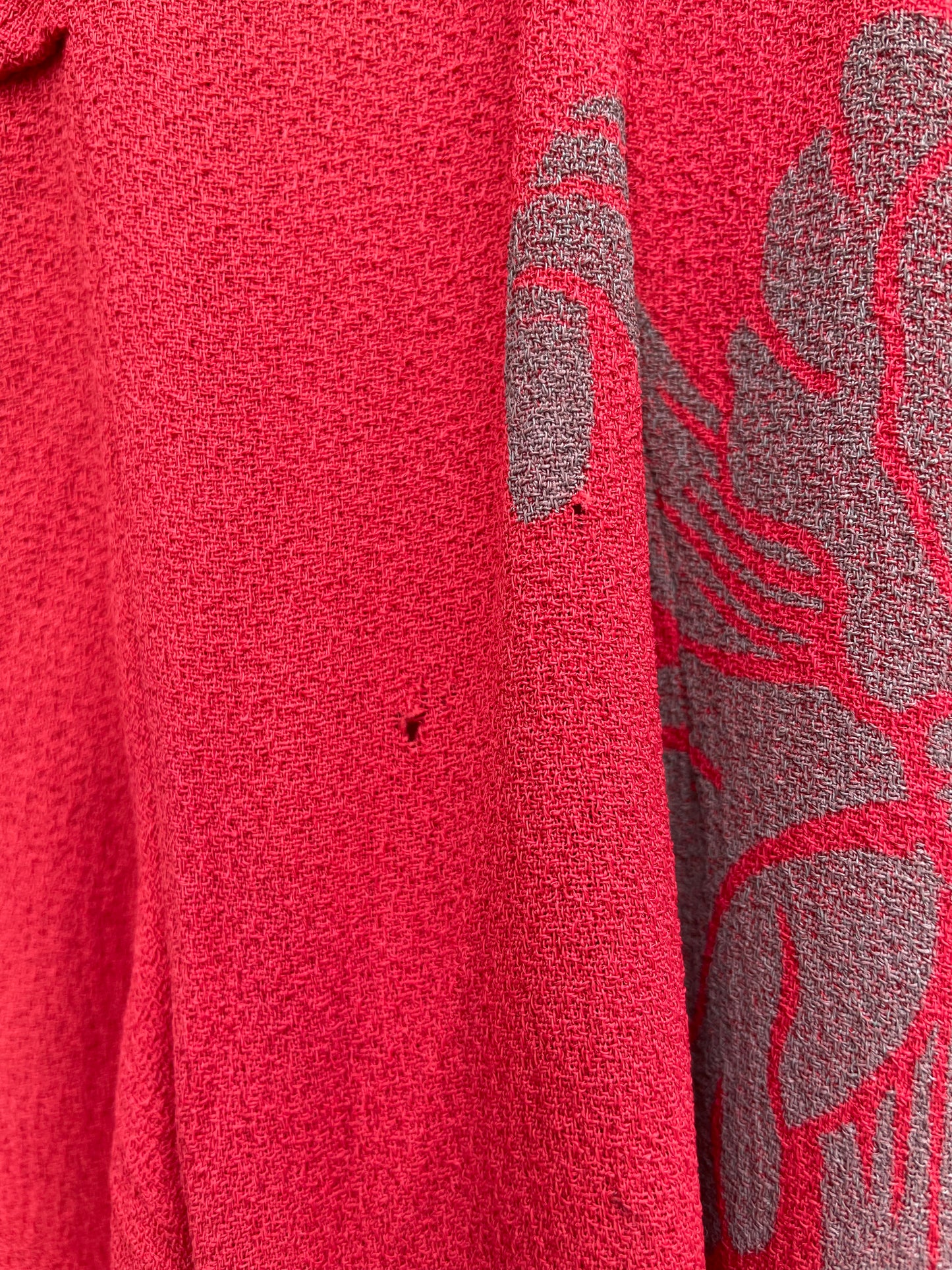 RARE 1940s Zip Front Hawaiiana Crepe Hand Painted Gown * Pockets!*