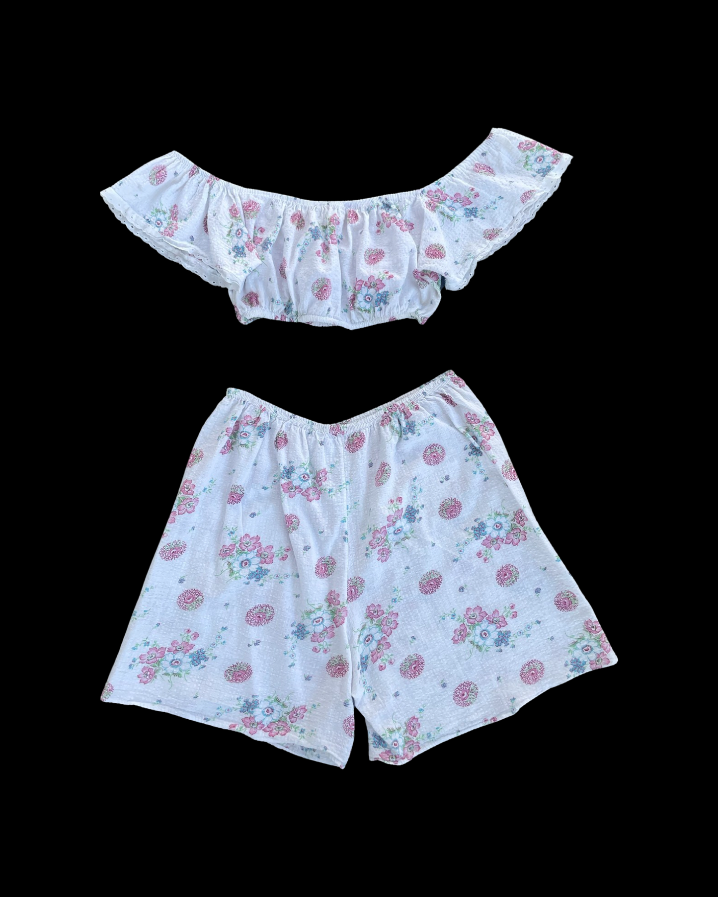 1930s/1940s Floral Seersucker Two Piece Playsuit