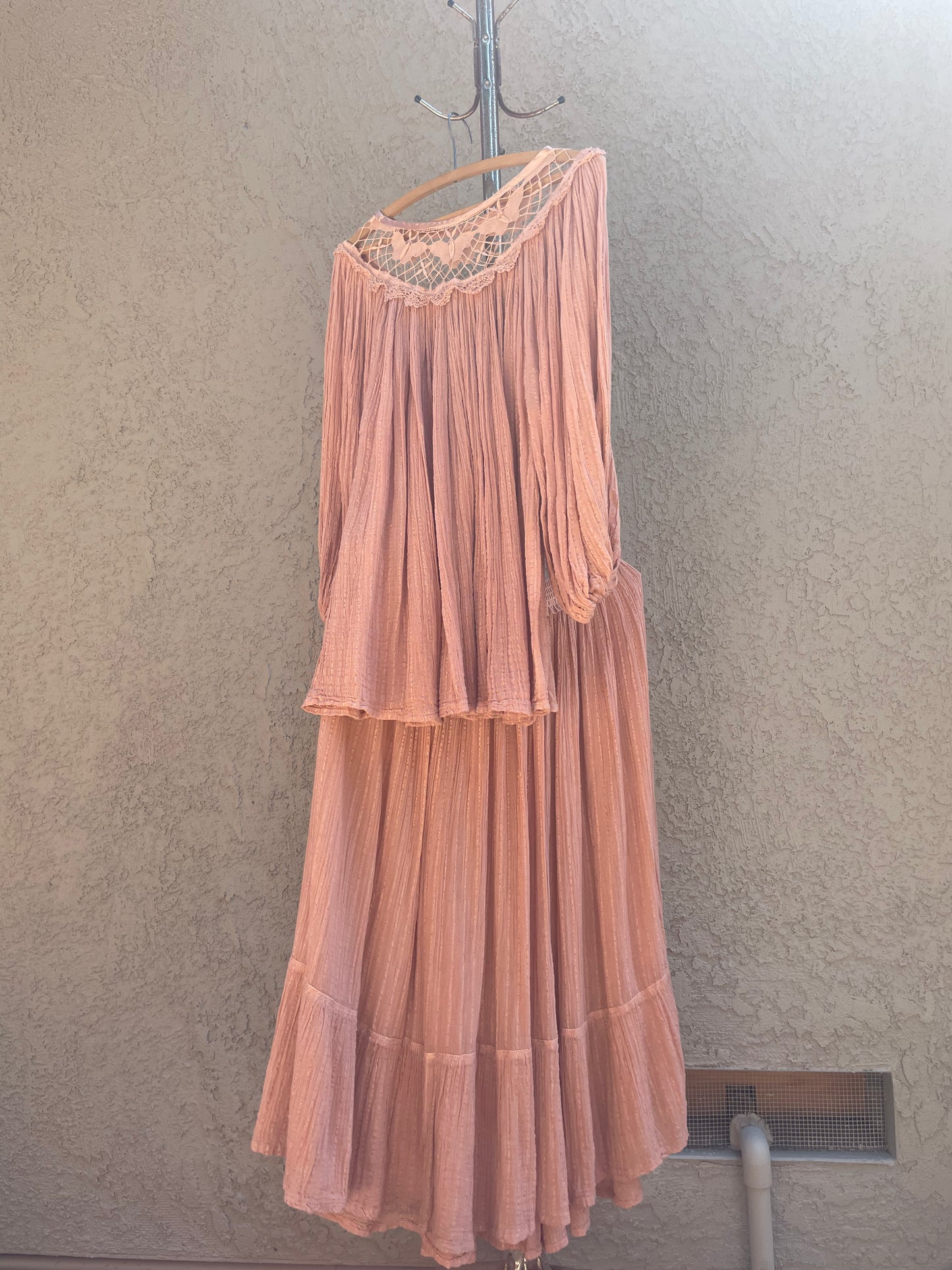 1970s Terracotta Indian Gauze Two Piece Set