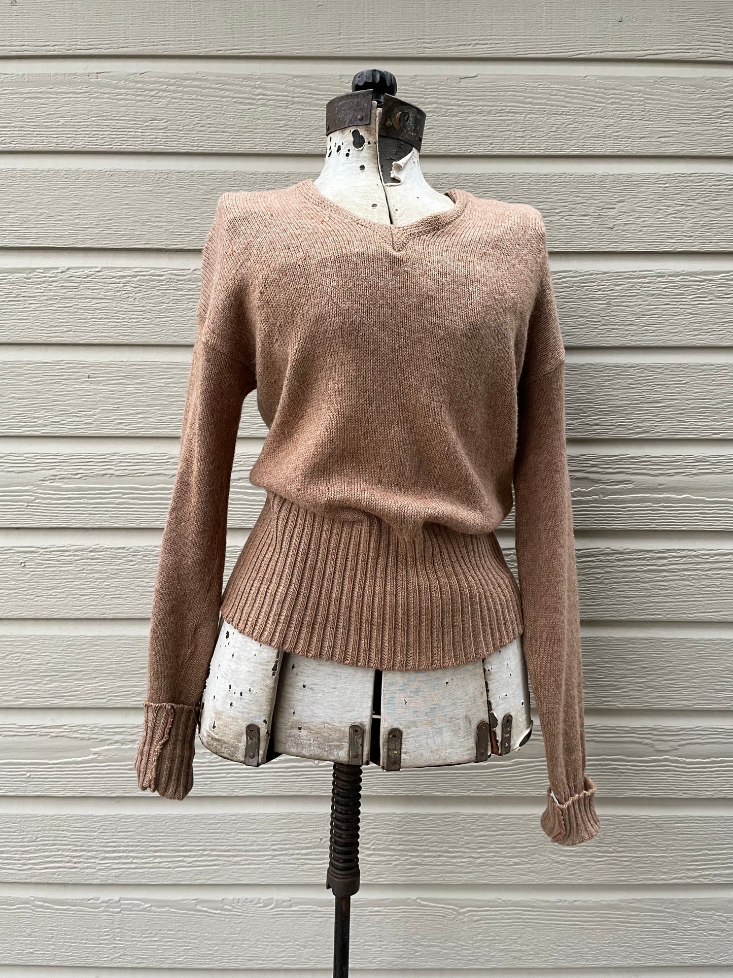 1930s Taupe Wool Knit Sweater